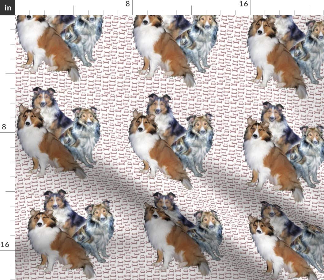 Bones Shetland Sheepdog Dog Print Petal Signature Cotton Fabric by Spoonflower - Premium Fabric by The Yard for Sewing, Quilting, Apparel & Home Decor - Perfect for DIY Crafts, Dog-Themed Projects & Nursery Decor