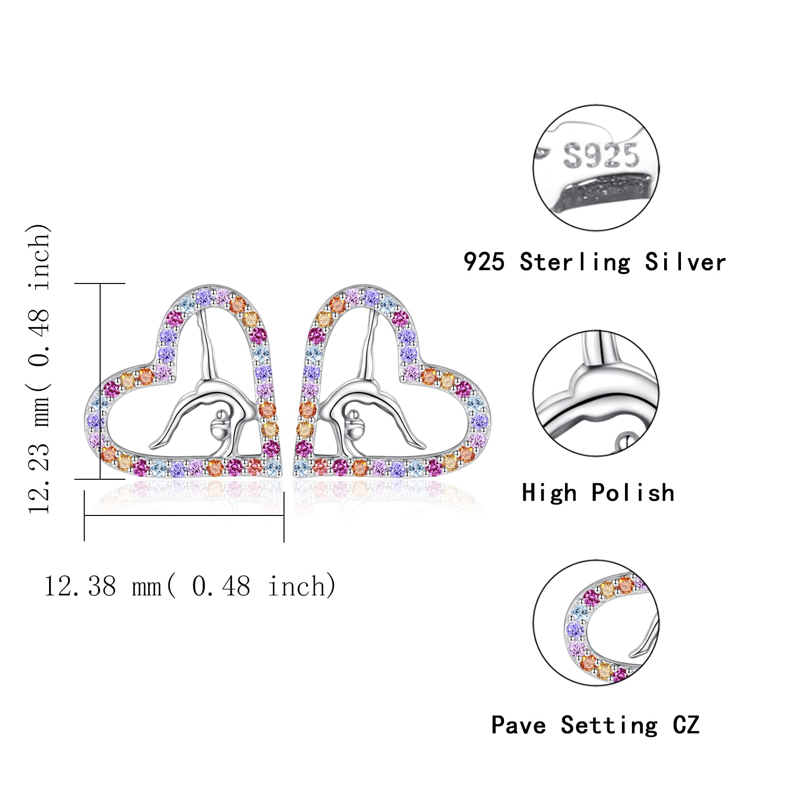 USA Gymnastics Stud Earrings for Women - 925 Sterling Silver Team USA Jewelry - Sporty Fashion Earrings for Gymnasts - Perfect Birthday & Christmas Gifts for Athletes (Great for Competitions, Training & Everyday Wear)
