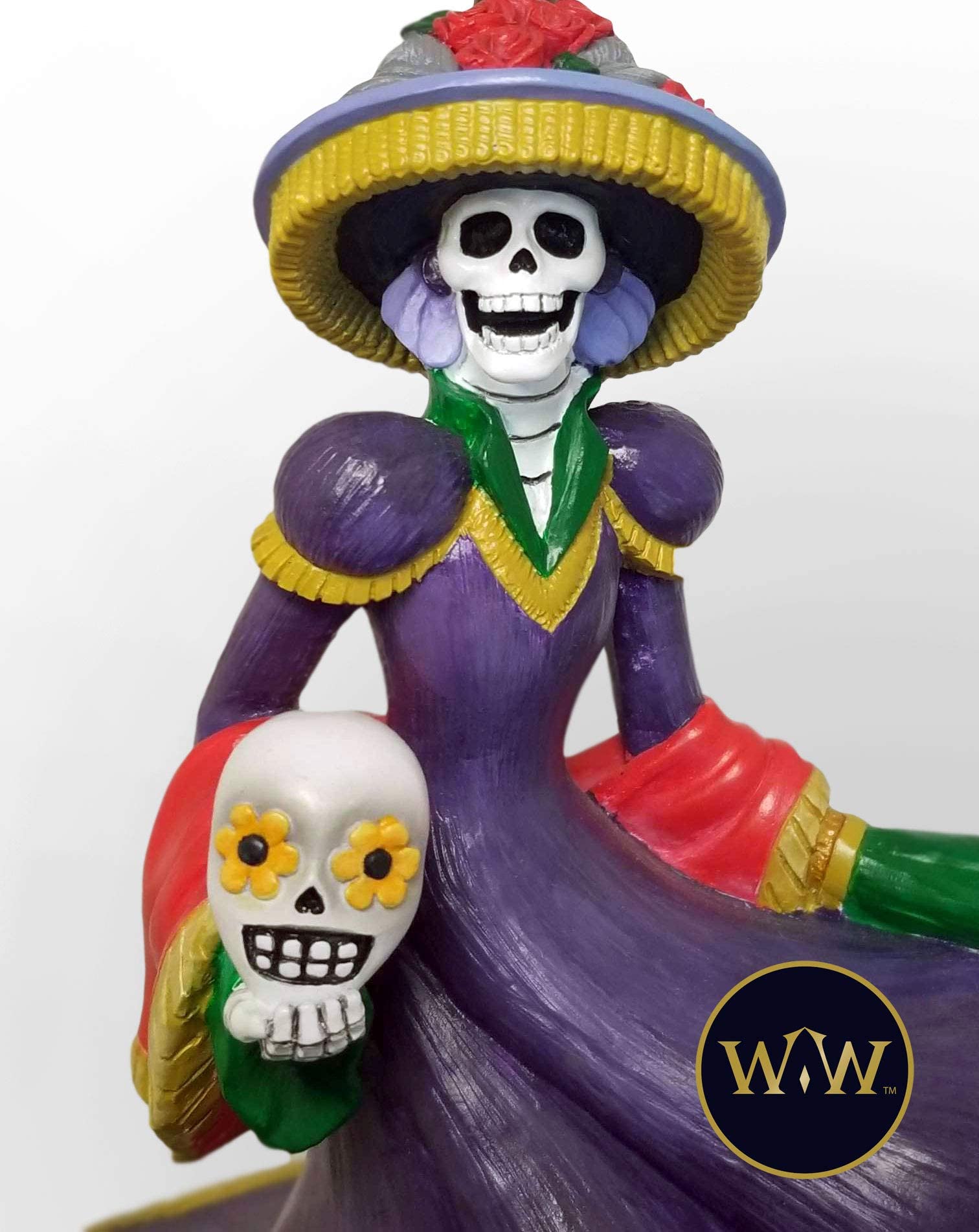World of Wonders Catrina Figurine Decorative Table Lamp with Shade - 20 Inch Day of The Dead Inspired Lighting for Bedroom, Living Room & Nightstand - Perfect for Mexican Home Decor, Halloween & Día de Muertos Celebrations