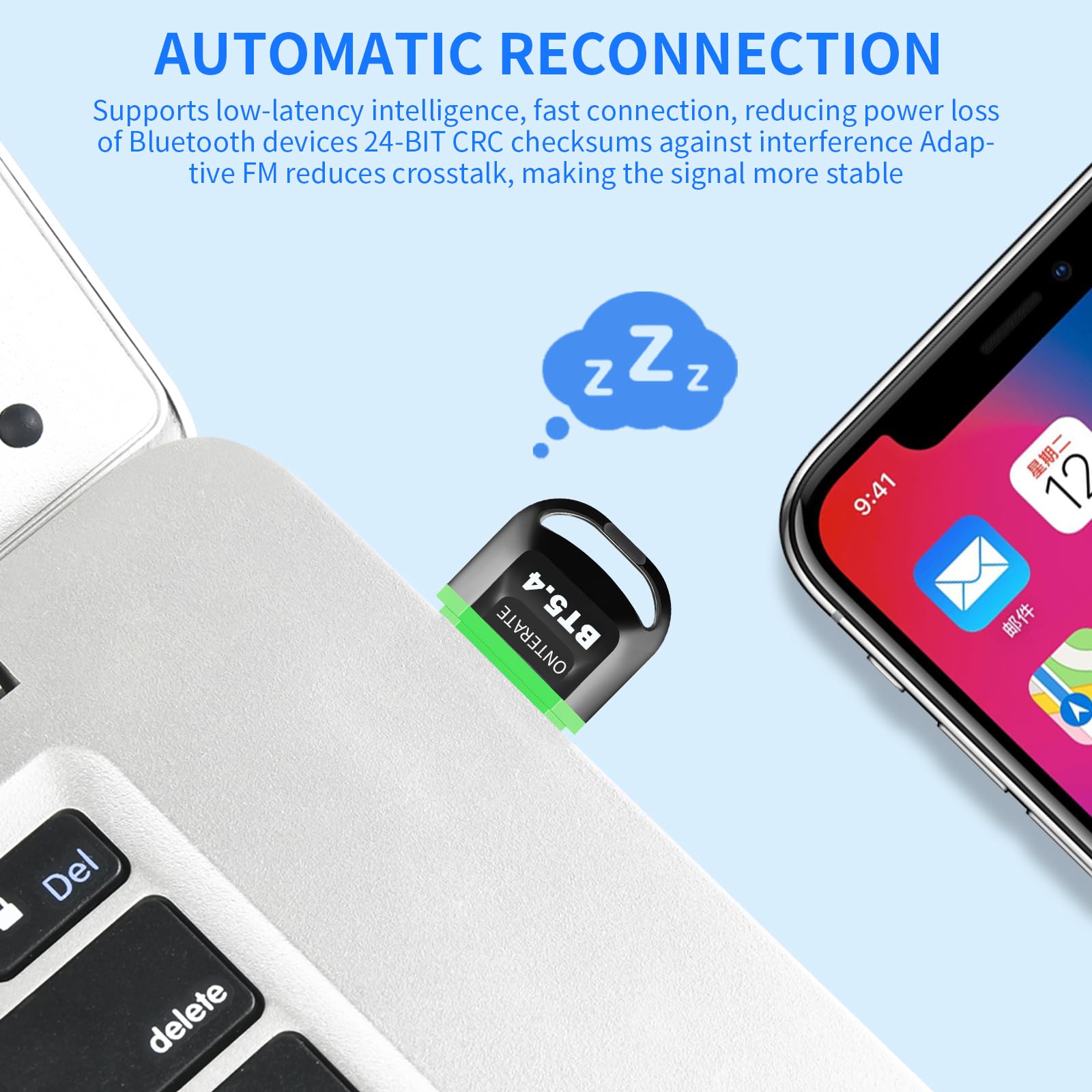 USB Bluetooth 5.4 Adapter for PC - Plug & Play Wireless Dongle with BR+EDR+BLE+LMP13.X Support - Long Range Bluetooth Receiver for Windows 11/10/8.1 - Compatible with Desktop, Laptop, Keyboard, Mouse & Headset (Blue) - Perfect for Home Office, Gaming & Wireless Audio Setup
