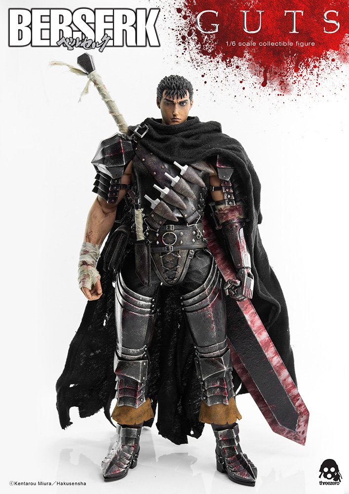 Berserk Guts Black Swordsman 1/6 Scale Action Figure - ABS PVC & POM Collectible Model for Anime Fans, Display & Gift