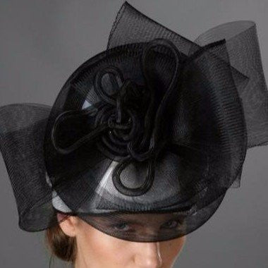 SS9001 Black & White Women's Kentucky Derby Hats - Elegant Wide Brim Sun Hat for Horse Races, Garden Parties & Summer Outings (Available in Black)