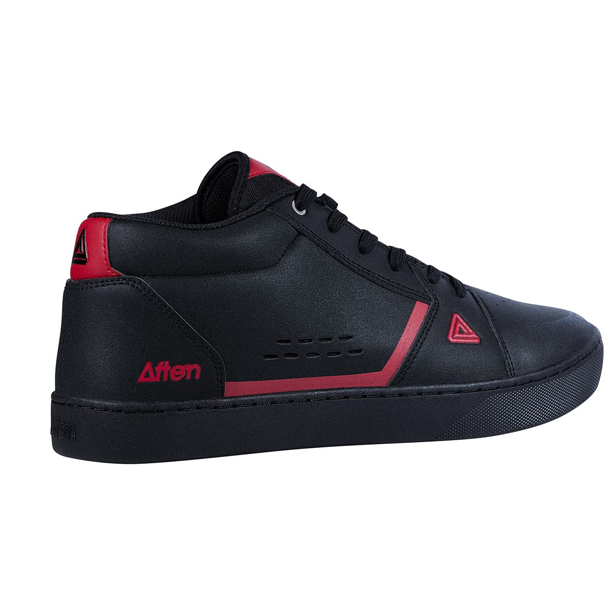 Afton MTB Flat Shoes for Mountain Biking - Black/Red Cycling Shoes Size 11 | Durable & Comfortable for Trail Riding & Urban Commuting
