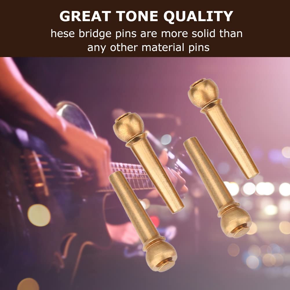 6Pcs Brass Guitar Bridge Pins - Gold Acoustic Guitar String Pegs & Nails for Enhanced Sound | Perfect for Guitar Maintenance & String Replacement