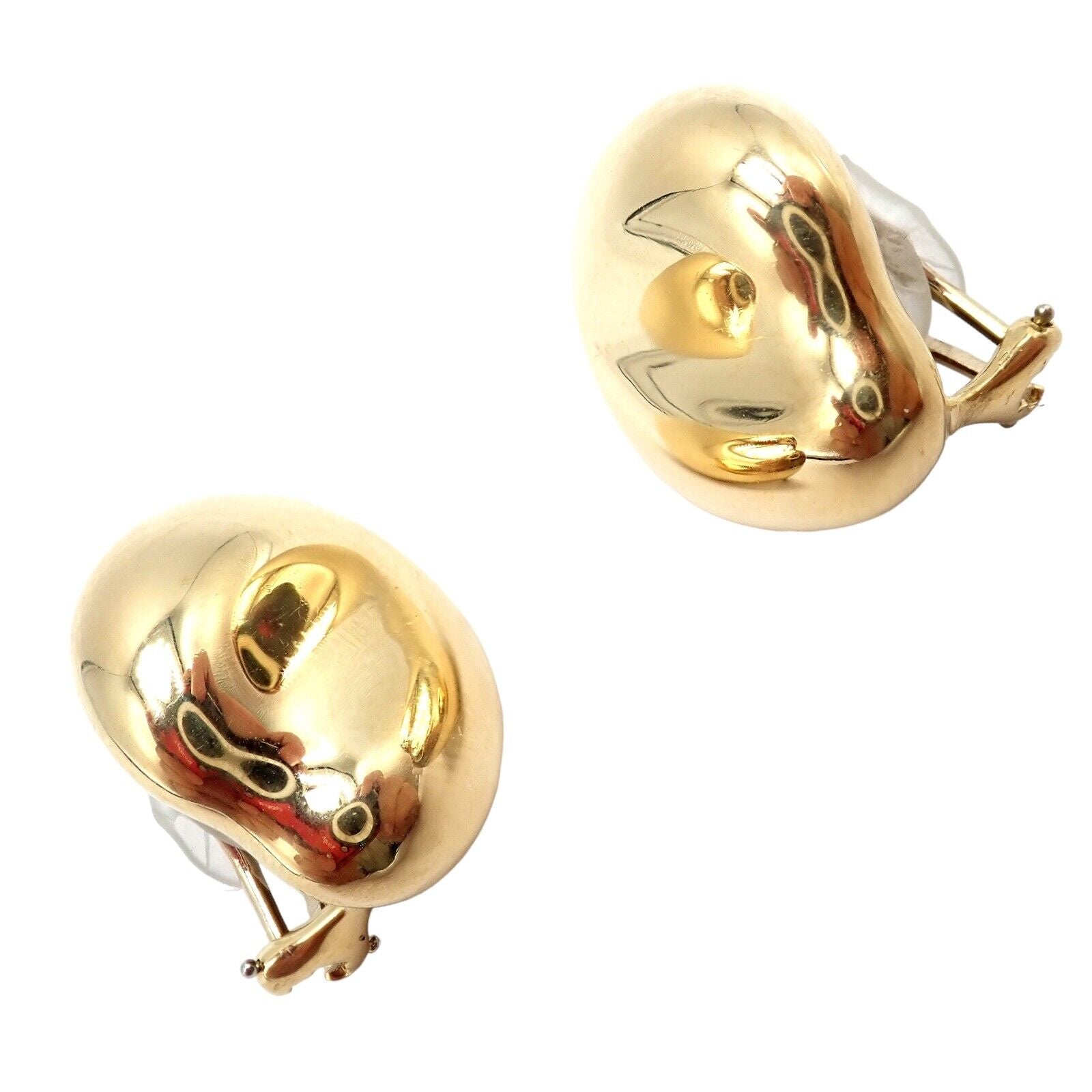 Authentic Tiffany & Co Peretti 18k Yellow Gold Extra Large Thumbprint Earrings - Luxury Gold Hoop Earrings for Women, Perfect for Weddings, Parties & Special Occasions