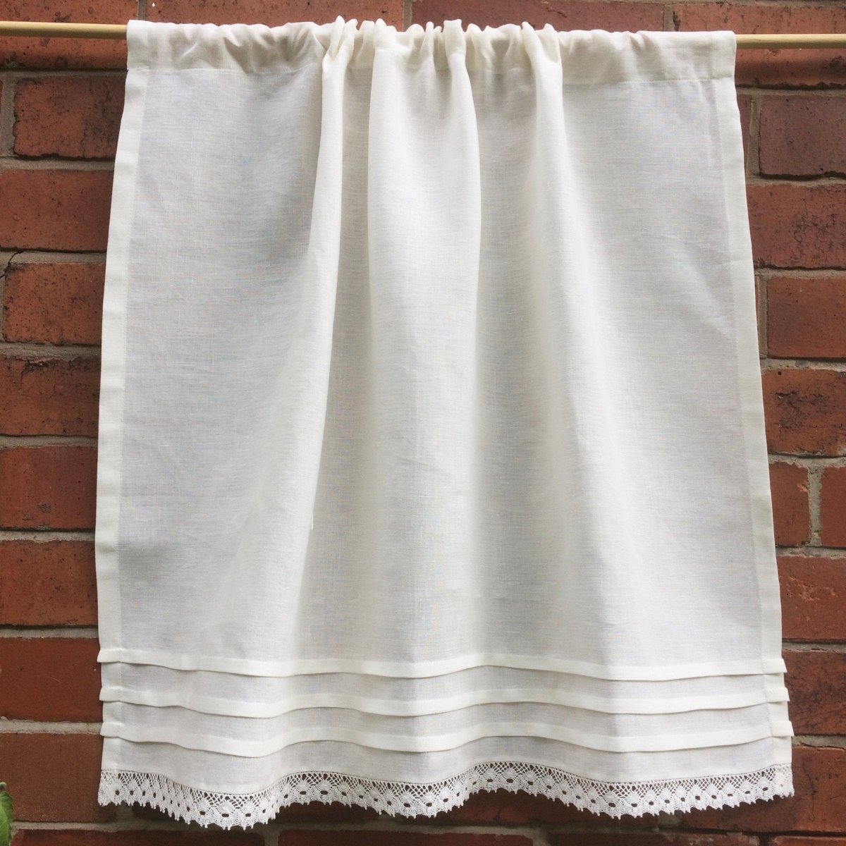 Lowton Cream Linen Lace Privacy Window Cafe Curtains - Elegant Sheer Kitchen & Living Room Window Treatments for Home Decor