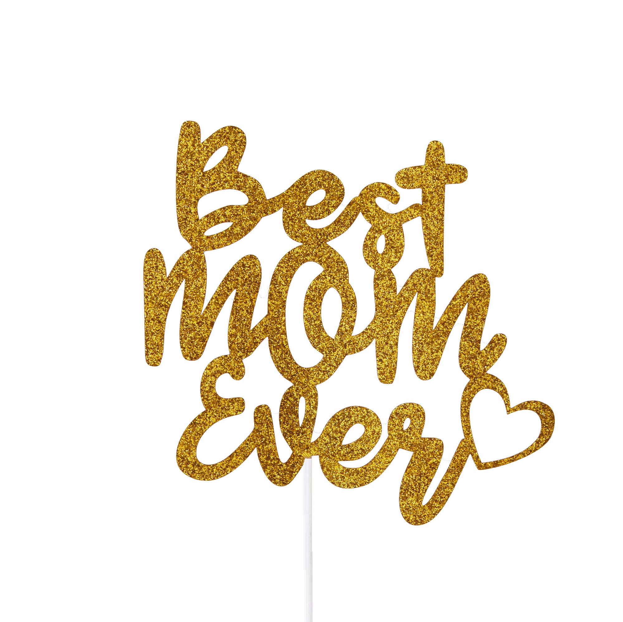 Best Mom Gold Glitter Cake Topper - Happy Mother's Day Letter Cake Decoration for Party, Birthday, Wedding & Special Celebrations