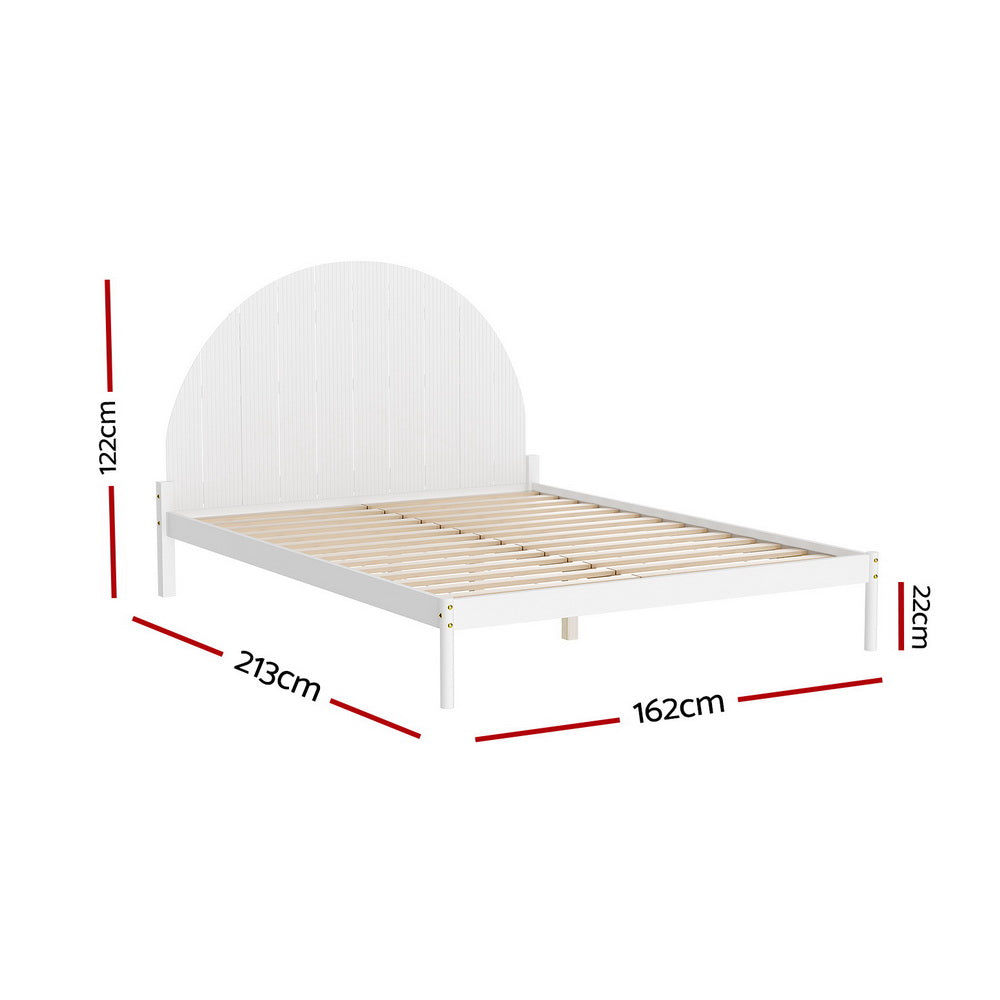 Daly Queen Wooden Bed Frame - White Solid Wood Platform Bed with Slats, No Box Spring Needed - Perfect for Master Bedroom, Guest Room & Modern Home Decor