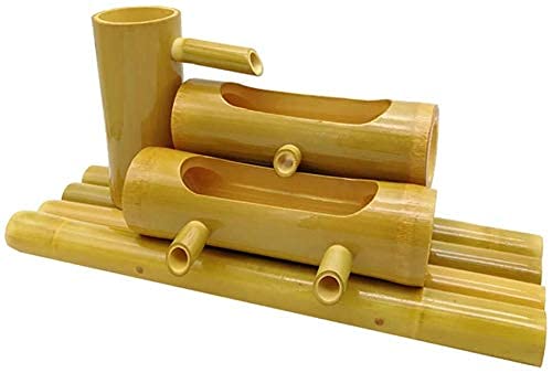 DRSM Zen Garden Water Fountain - Bamboo Spitter with Rocking Pump for Fish Tank, Pond, Pool, Patio & Balcony Decor - 35cm Japanese Water Feature for Relaxing Outdoor & Indoor Landscapes