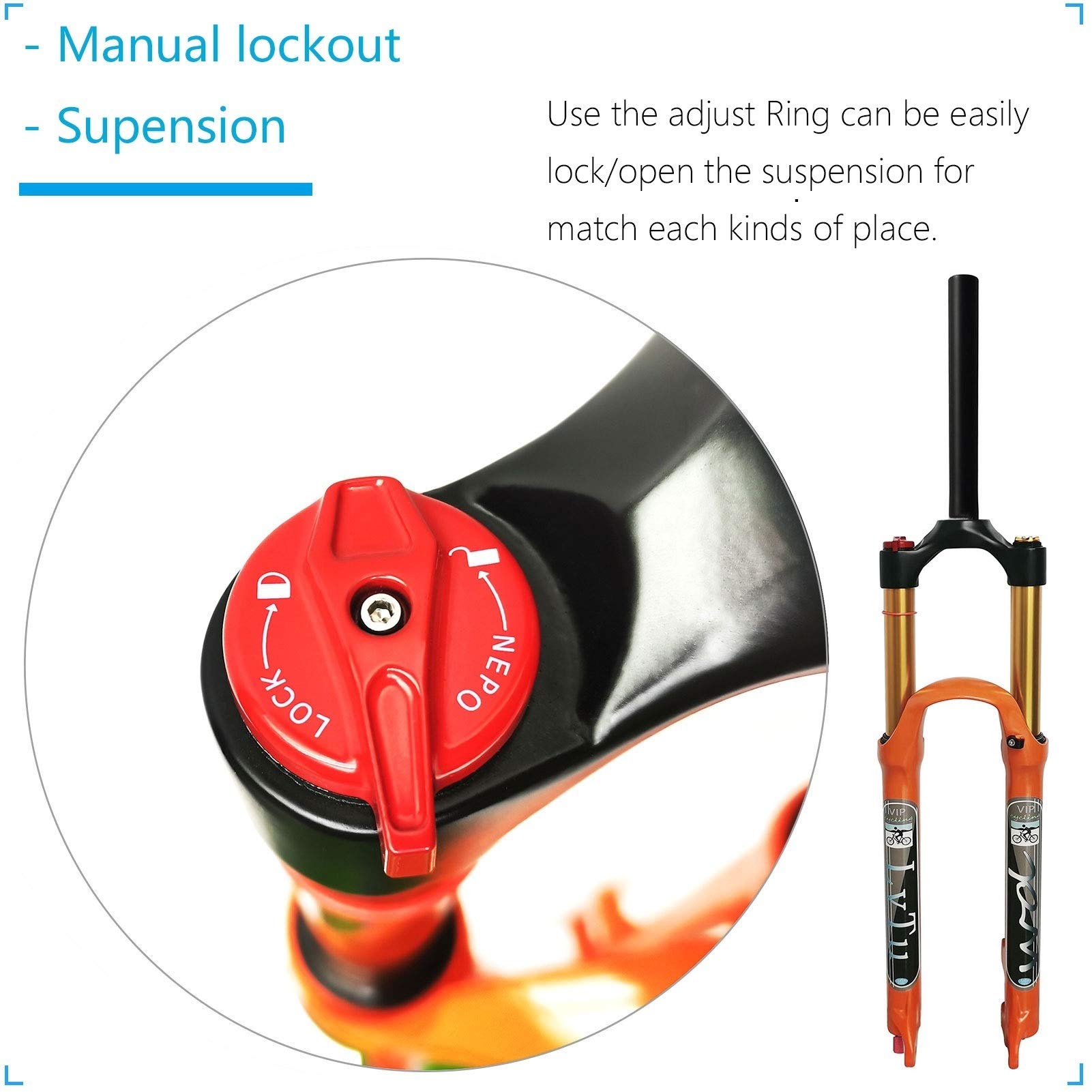 Premium Magnesium Alloy XC Air Suspension Forks for Mountain Bikes - 26/27.5/29 Inch Options, 140mm Travel, Disc Brake Compatible Shock Absorber (Straight Manual Lock, 26