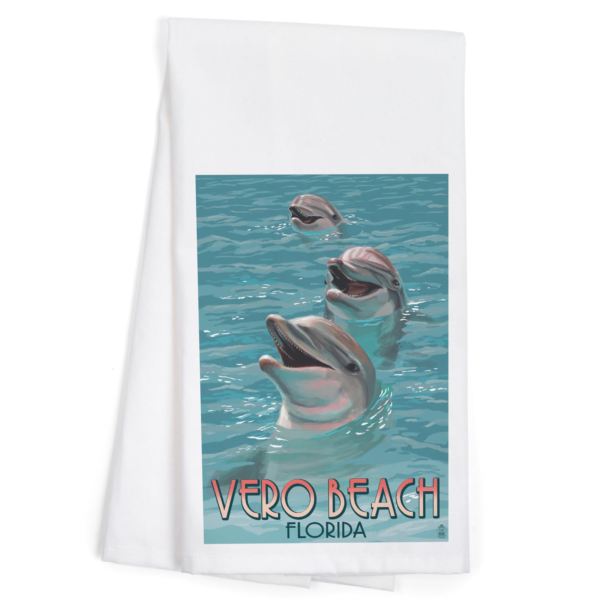 Dolphin Trio Tea Towel - 100% Cotton Decorative Hand Towel for Kitchen & Home Decor | Vero Beach Florida Inspired Design | Perfect for Dish Drying, Gift Giving & Coastal Themed Spaces