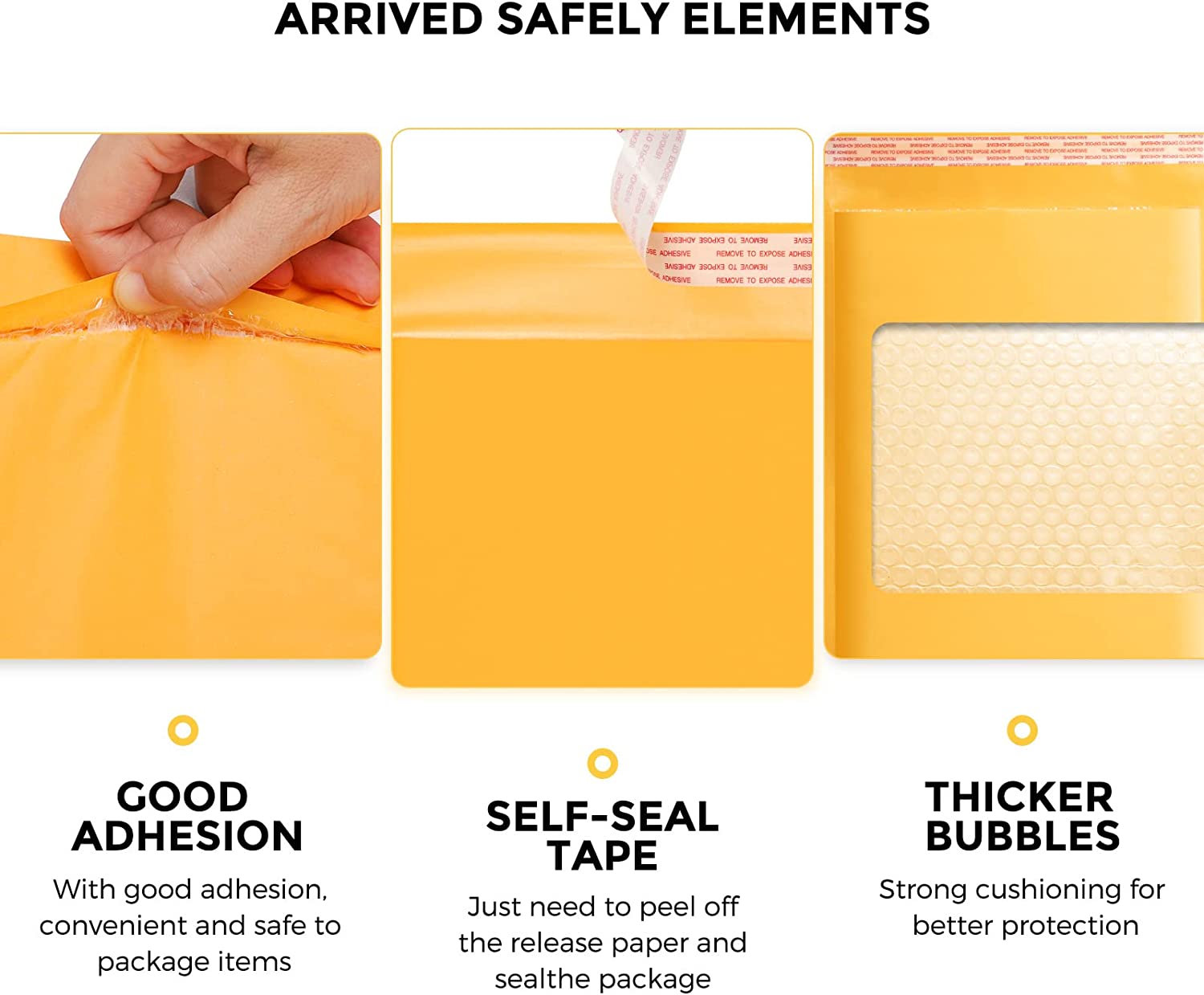 8.5x12 Inch Kraft Bubble Mailer Padded Envelope - Self-Sealing Yellow Shipping Envelopes for Ecommerce, eBay, Amazon | Safe Packaging for Jewelry, Books, Small Items