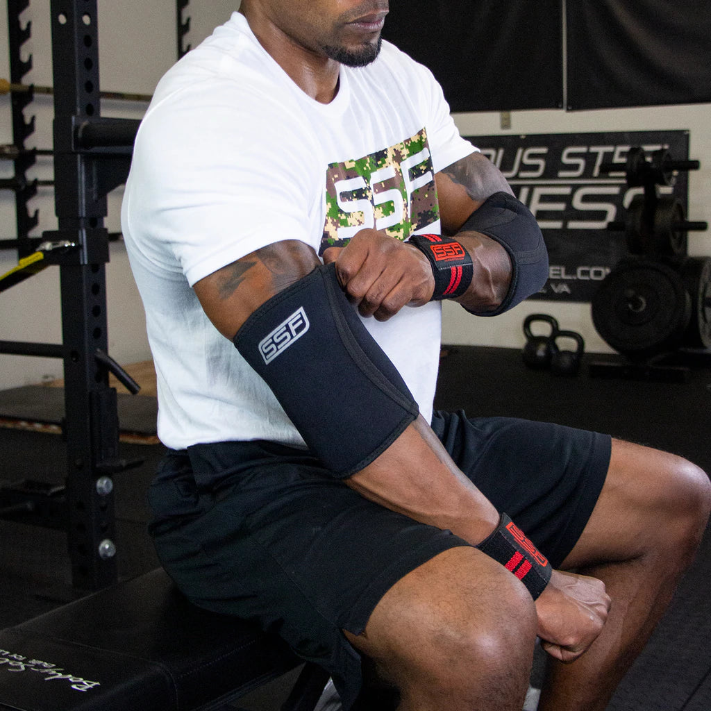 Serious Steel 5mm Neoprene Elbow Sleeves for Weightlifting & CrossFit - Support & Protection for Gym Workouts & Powerlifting