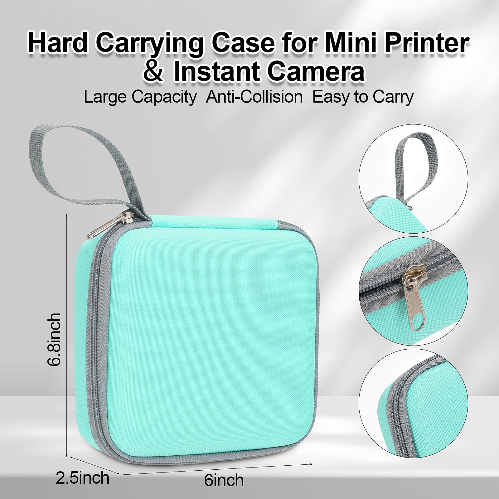 Phomemo M02/T02 & X5 Mini Sticker Printer Hard Protective Case - High Capacity Durable Storage Box for Thermal Inkless Photo Printers, Instant Cameras & Label Makers - Portable Travel Carrying Case (Green) - Perfect for Home, Office & On-the-Go Printing Needs