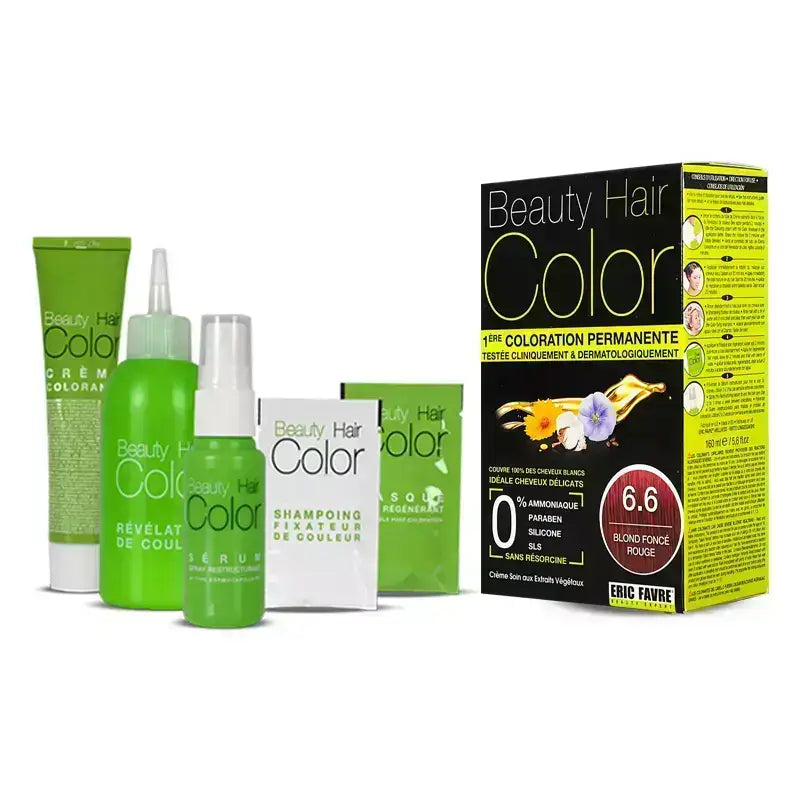 Eric Favre Beauty Hair Color 6.6 Dark Blonde Red - Professional Permanent Hair Dye for Women & Men - Ammonia-Free & Nourishing Formula - Salon-Quality At-Home Hair Coloring Kit for Vibrant, Long-Lasting Results - Perfect for Brunettes Wanting Warm Red Tones