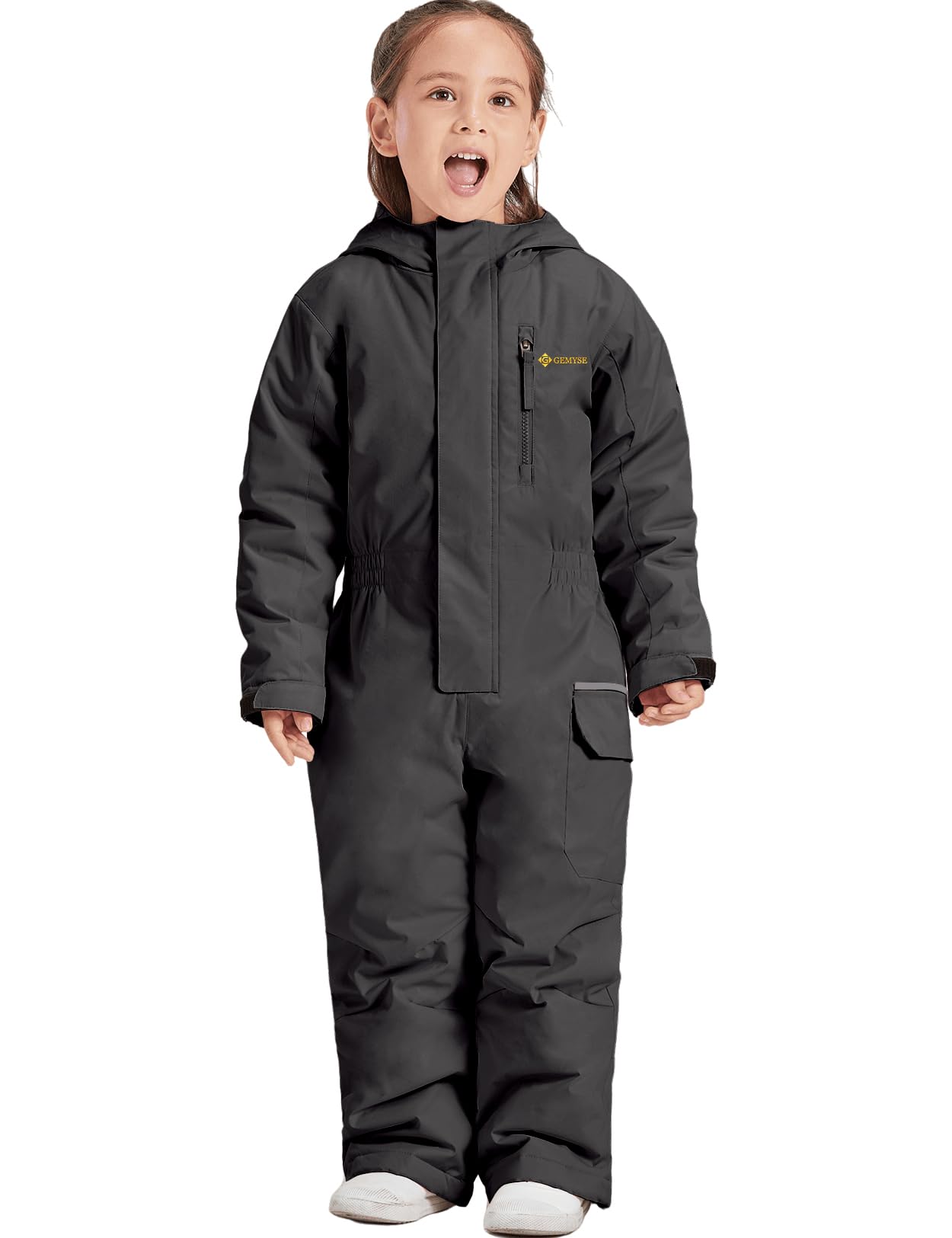 GEMYSE Kids One-Piece Ski Suit - Waterproof Winter Snowsuit for Boys & Girls - Warm Snowboarding Jumpsuit for Outdoor Activities - Perfect for Skiing, Snow Play & Cold Weather Adventures
