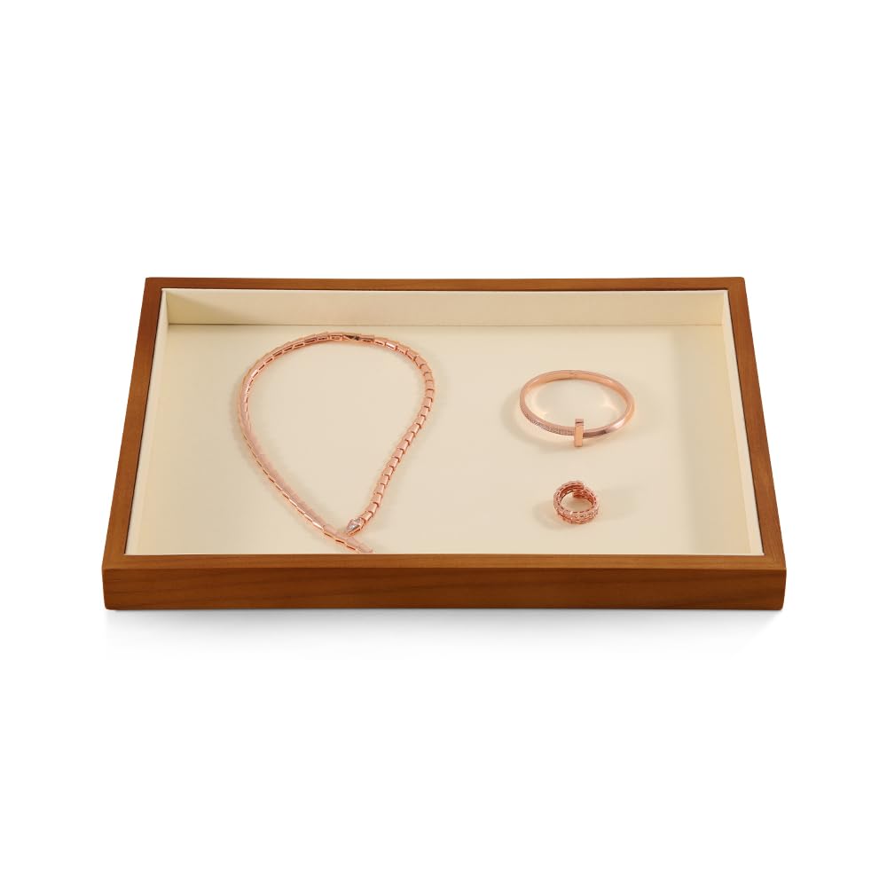 Luxury White Wood Jewelry Tray Organizer - Elegant Dresser Display for Rings, Bracelets, Watches & Necklaces | Perfect for Bedroom Vanity, Wedding Jewelry Storage & Gift Presentation