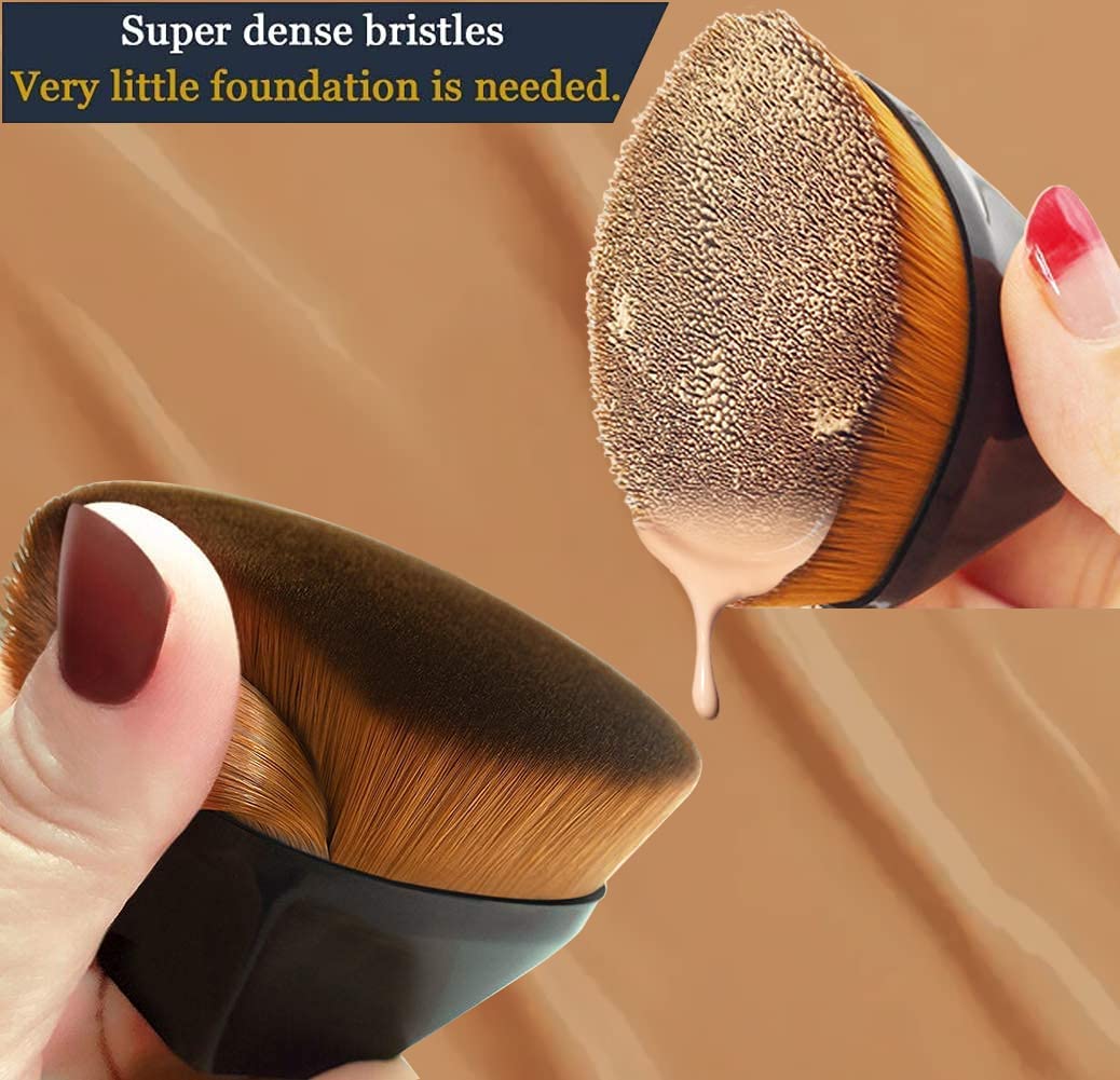 Dadswell Liquid Makeup Foundation Brush - Professional Flat Top Kabuki Brush for Seamless Blending of Liquid, Cream & Powder | Hexagon Handle with Travel Case | Perfect for Everyday Makeup & On-the-Go Touchups