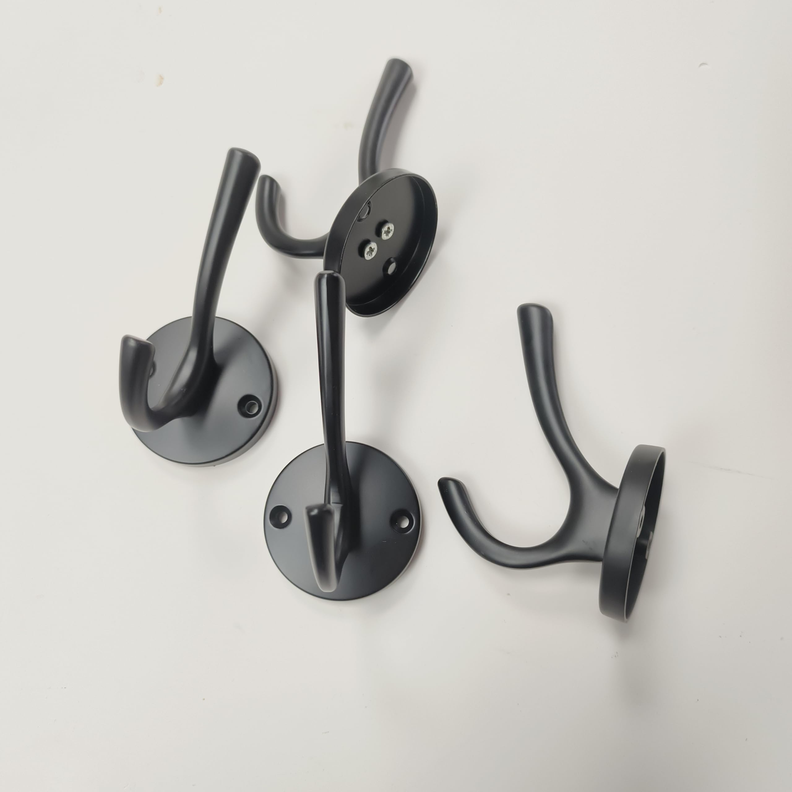 ZUONAI 12 Pack Heavy Duty Matte Black Coat Hooks - Wall Mounted Double Metal Robe Hooks for Coats, Hats, Towels - Ideal for Bathroom, Kitchen, Locker & Entryway Organization