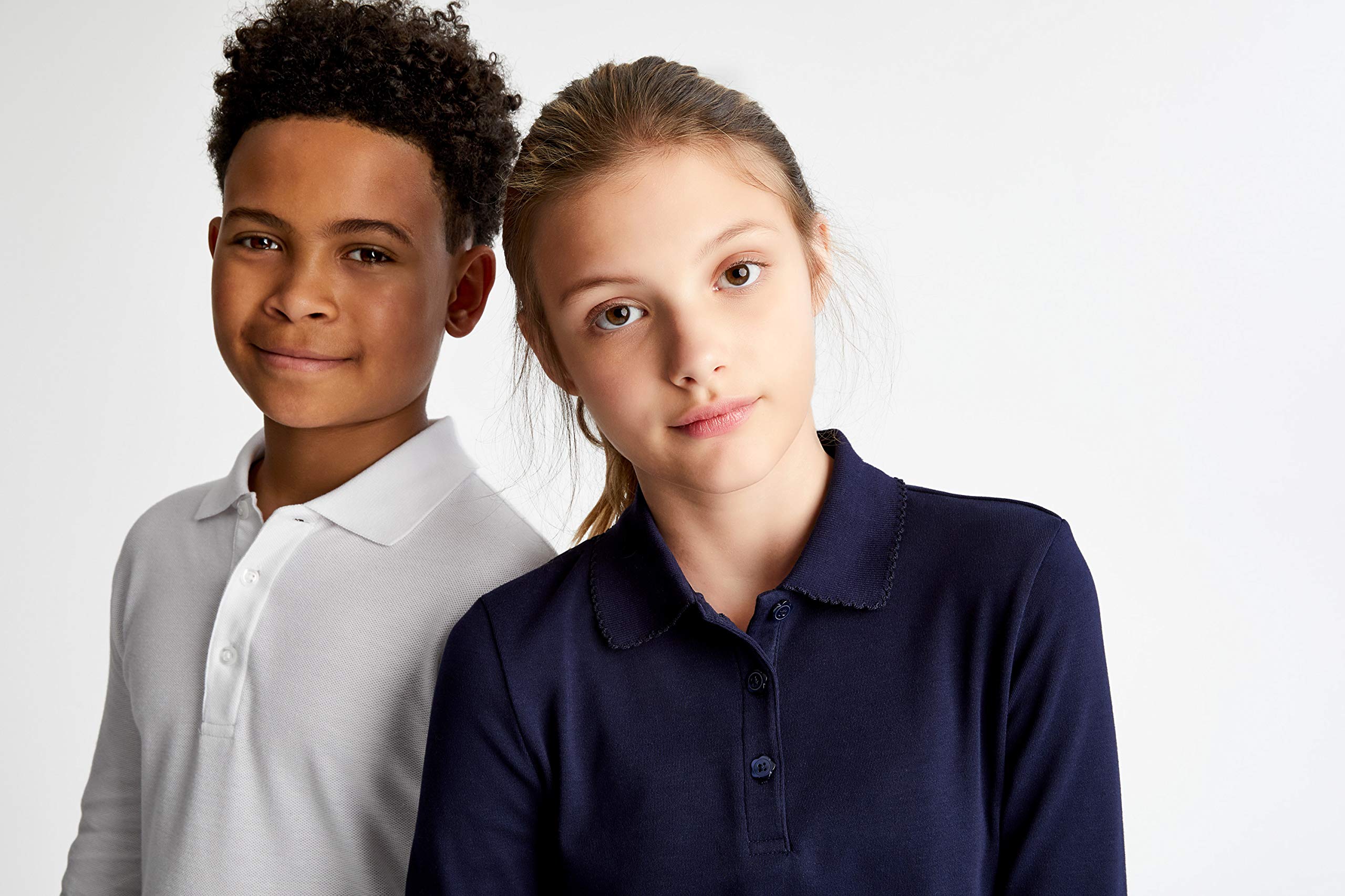 French Toast Girls' Long Sleeve Polo Shirt with Picot Collar - Standard & Plus Sizes - School Uniform, Dress Code & Everyday Wear