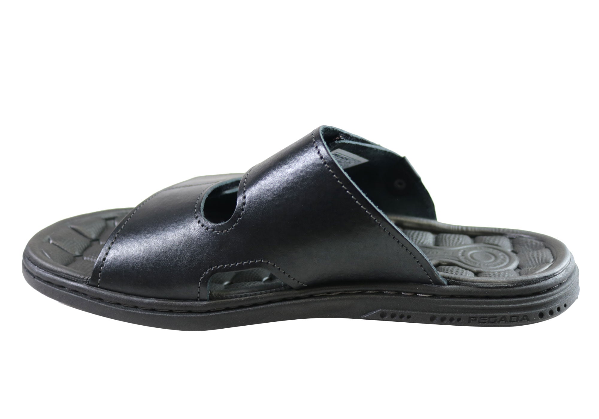 Pegada Fletcher Men's Cushioned Leather Slide Sandals - Comfortable Brazilian-Made Slippers for Summer, Beach, and Casual Wear