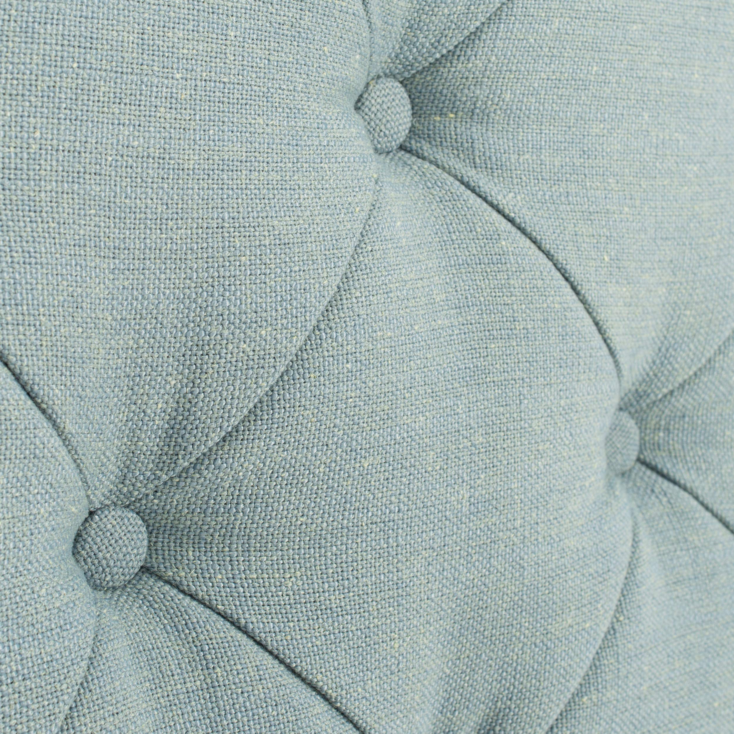 Safavieh Arebelle Sky Blue Upholstered Tufted Headboard with Silver Nailhead Trim - Queen Size Bed Frame for Modern Bedroom Decor