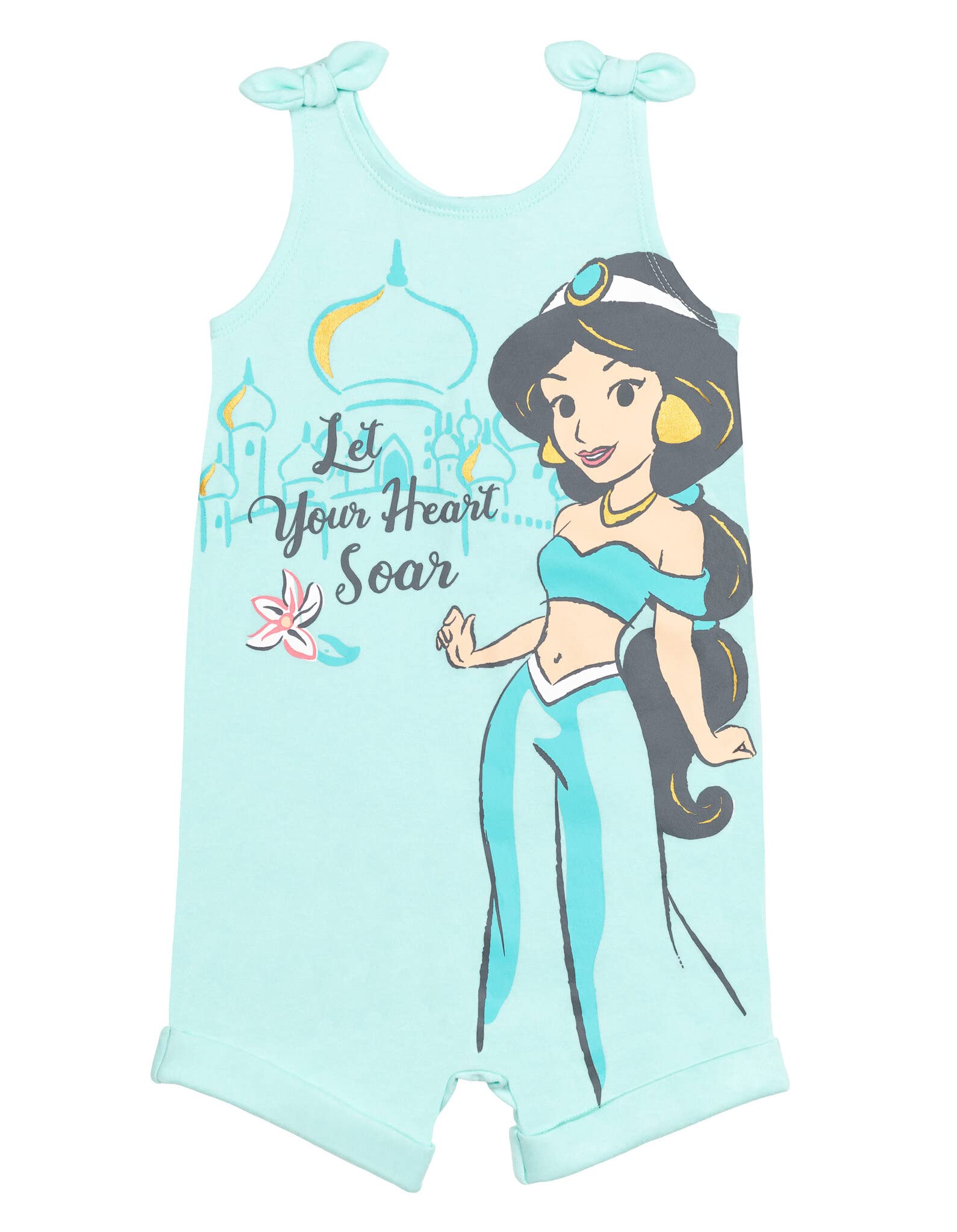 Disney Princess Rapunzel Ariel Belle Jasmine Aurora Baby Girls Snap Romper and Headband Set - Newborn to Toddler Outfit for Birthday, Photo Shoots & Special Occasions