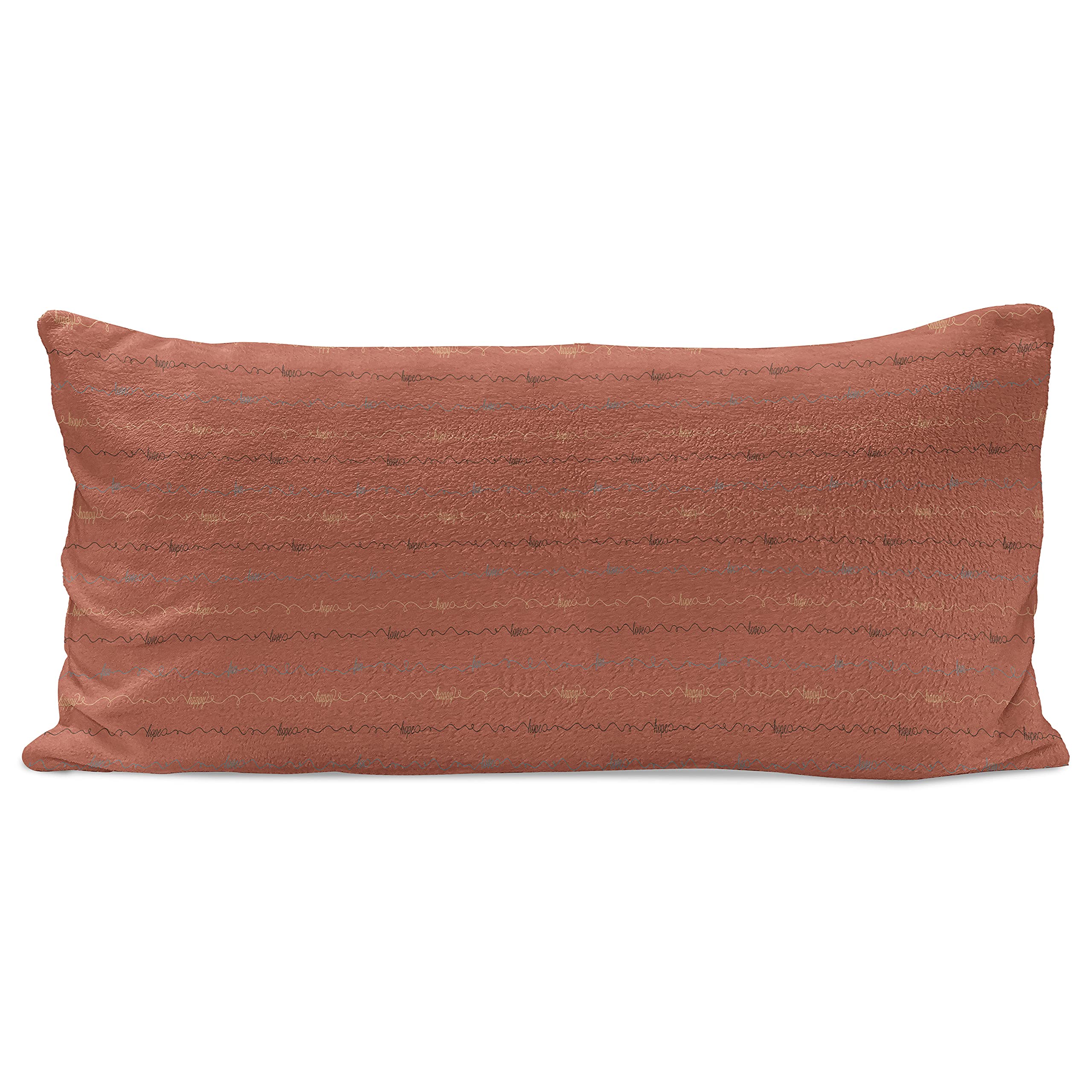 Ambesonne Fluffy Throw Pillow Cover - Dark Coral with Inspirational 
