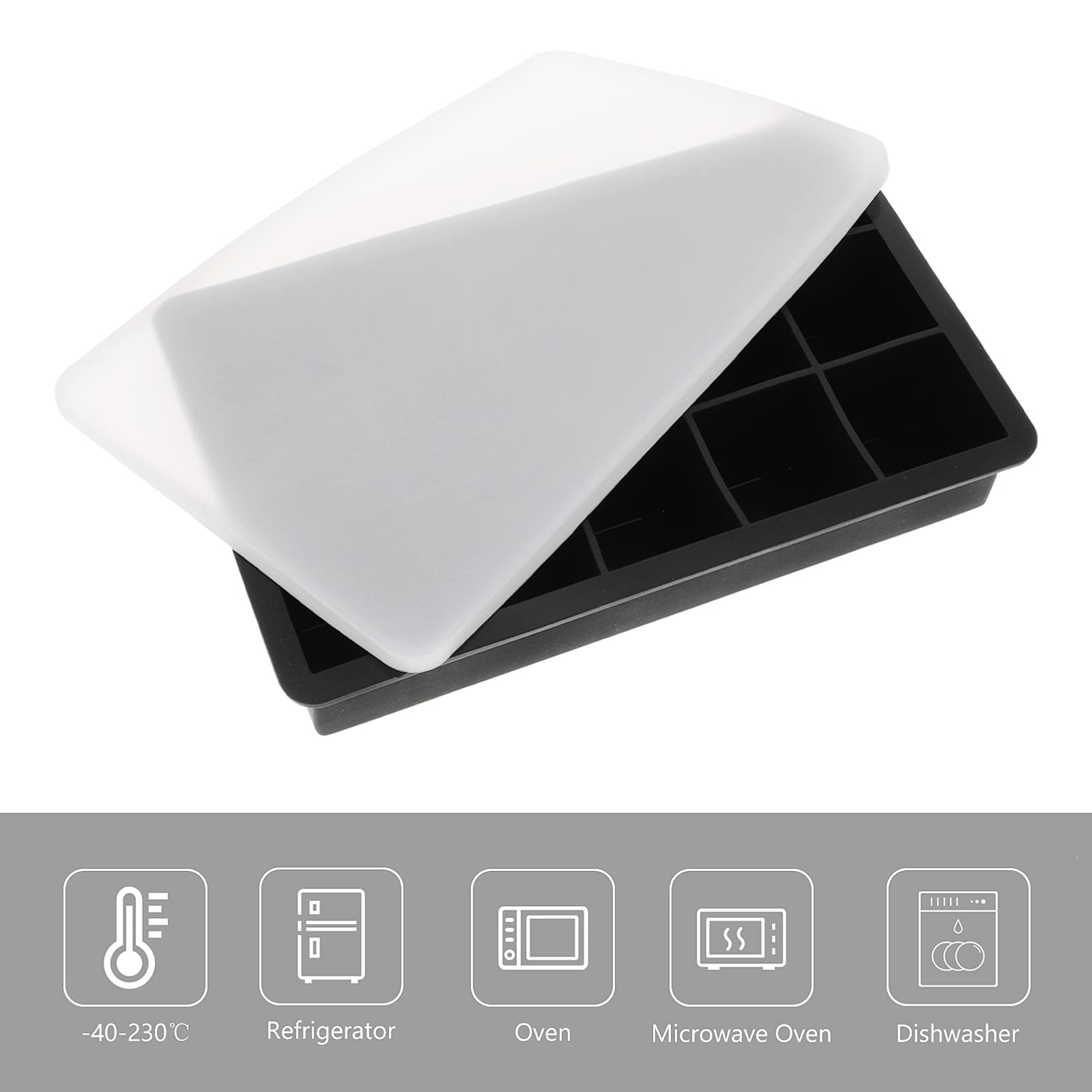 SOLUSTRE 2-Pack Silicone Ice Cube Trays with Lids - Reusable Diamond Ice Molds for Cocktails, Whiskey, Smoothies & Dog Treats - BPA Free Flexible Ice Cube Maker for Kitchen, Bar & Party Use