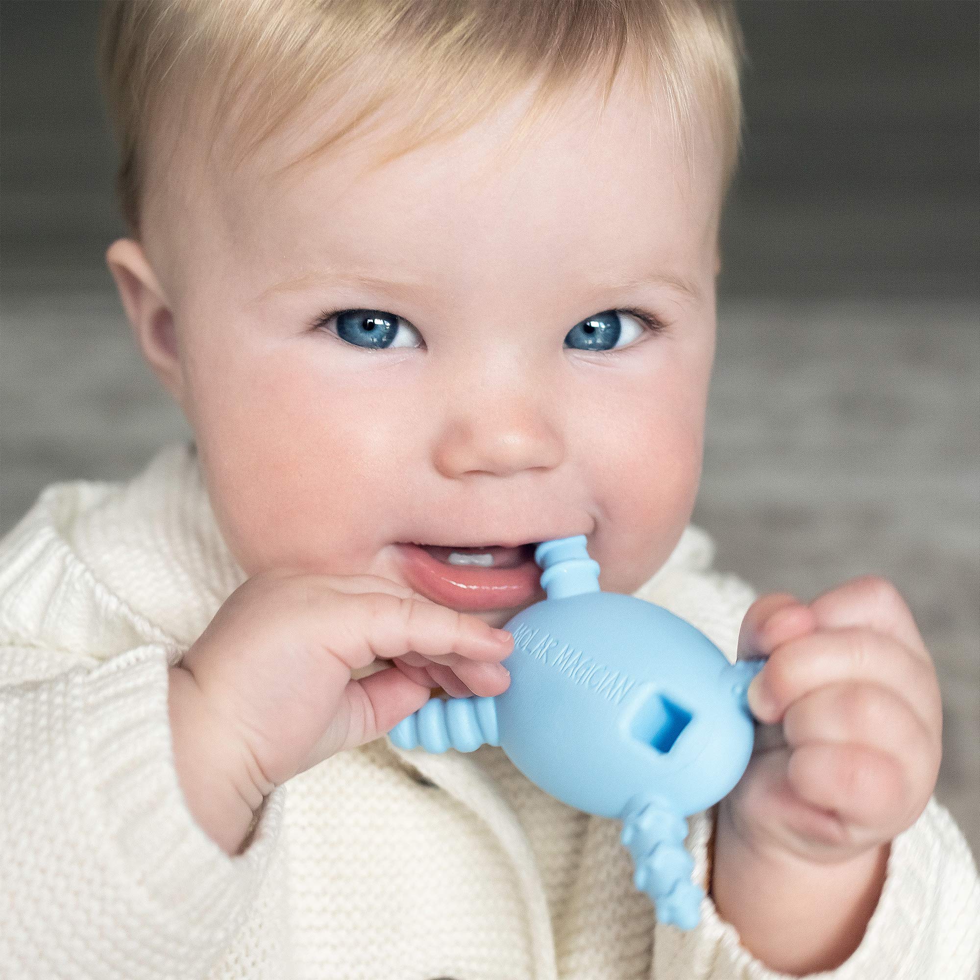 Best Teething Egg Toy for Babies 3-18 Months - Blue Sensory Bundle for Infant Teething Relief & Early Development | Perfect Baby Shower Gift & Registry Must-Have | Soothing Molar Pain for Boys & Girls | Use at Home, Daycare or On-the-Go