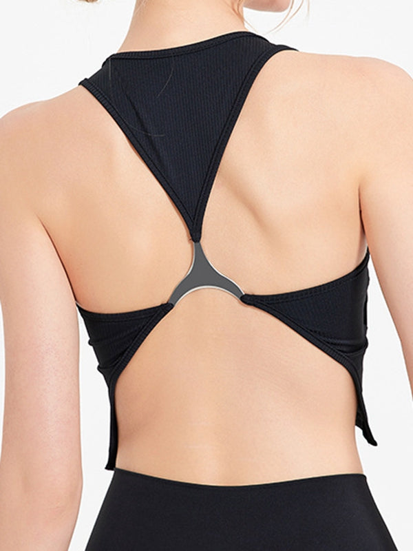 ZASUWA Women's Sexy U Neck Backless Metal Tank Top - Perfect for Night Out, Clubwear, and Summer Fashion