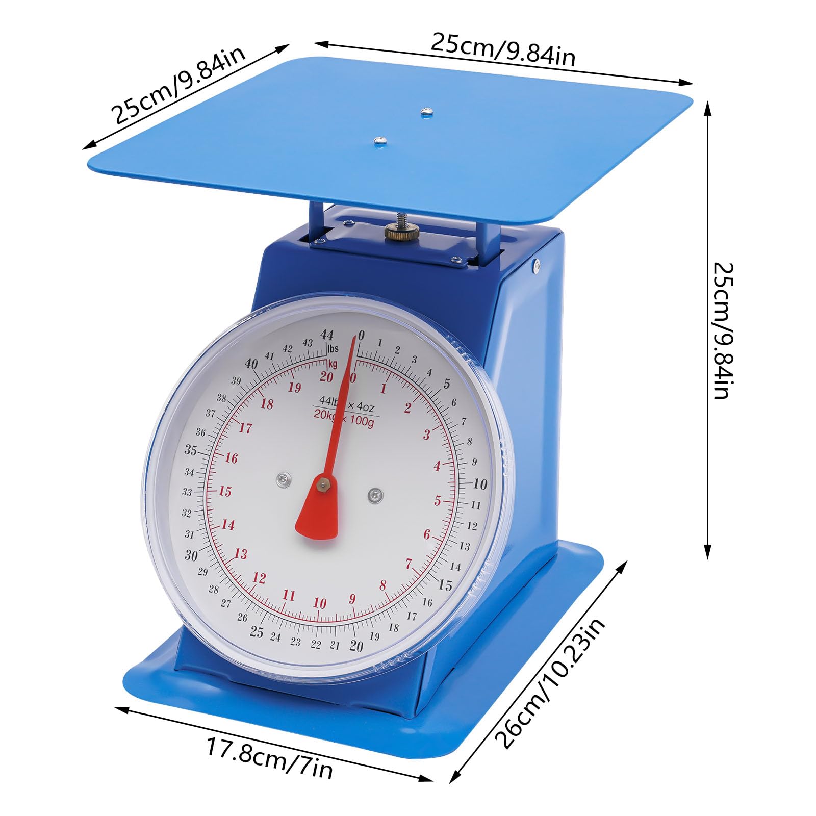 44 LBS Heavy Duty Stainless Steel Mechanical Scale - Industrial Portion Control Dial Scale for Kitchen, Food & Commercial Use | Durable Tabletop Spring Scale with Stainless Steel Platform | Perfect for Baking, Meal Prep & Restaurant Portioning