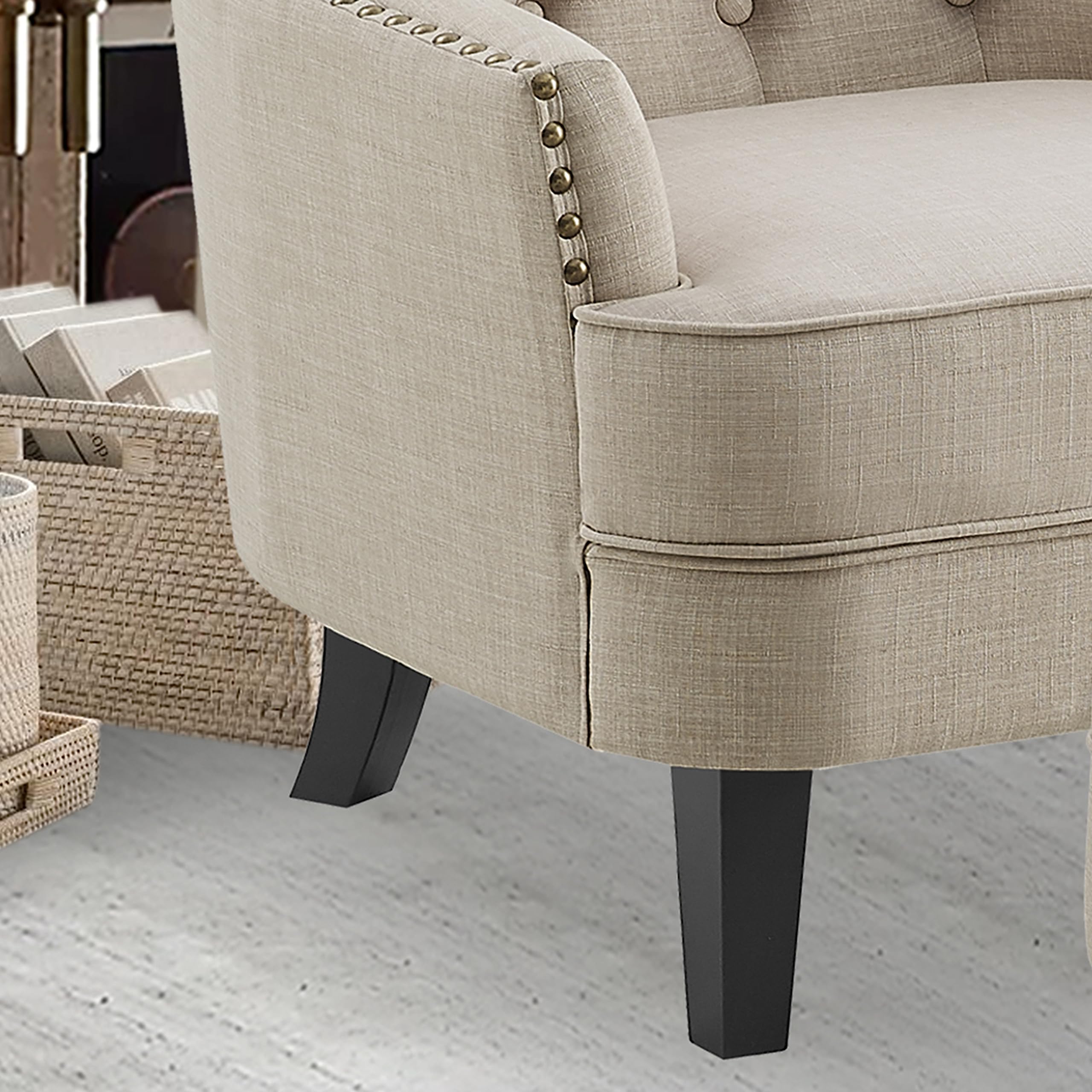 Rosevera Sausalito Mid-Century Modern Accent Chair with Ottoman - Comfortable Armchair for Reading & Lounge - Perfect for Living Room, Bedroom, Small Spaces, Apartments & Studios - Cozy Seating Solution for Relaxing, Entertaining Guests or Enjoying Coffee Breaks