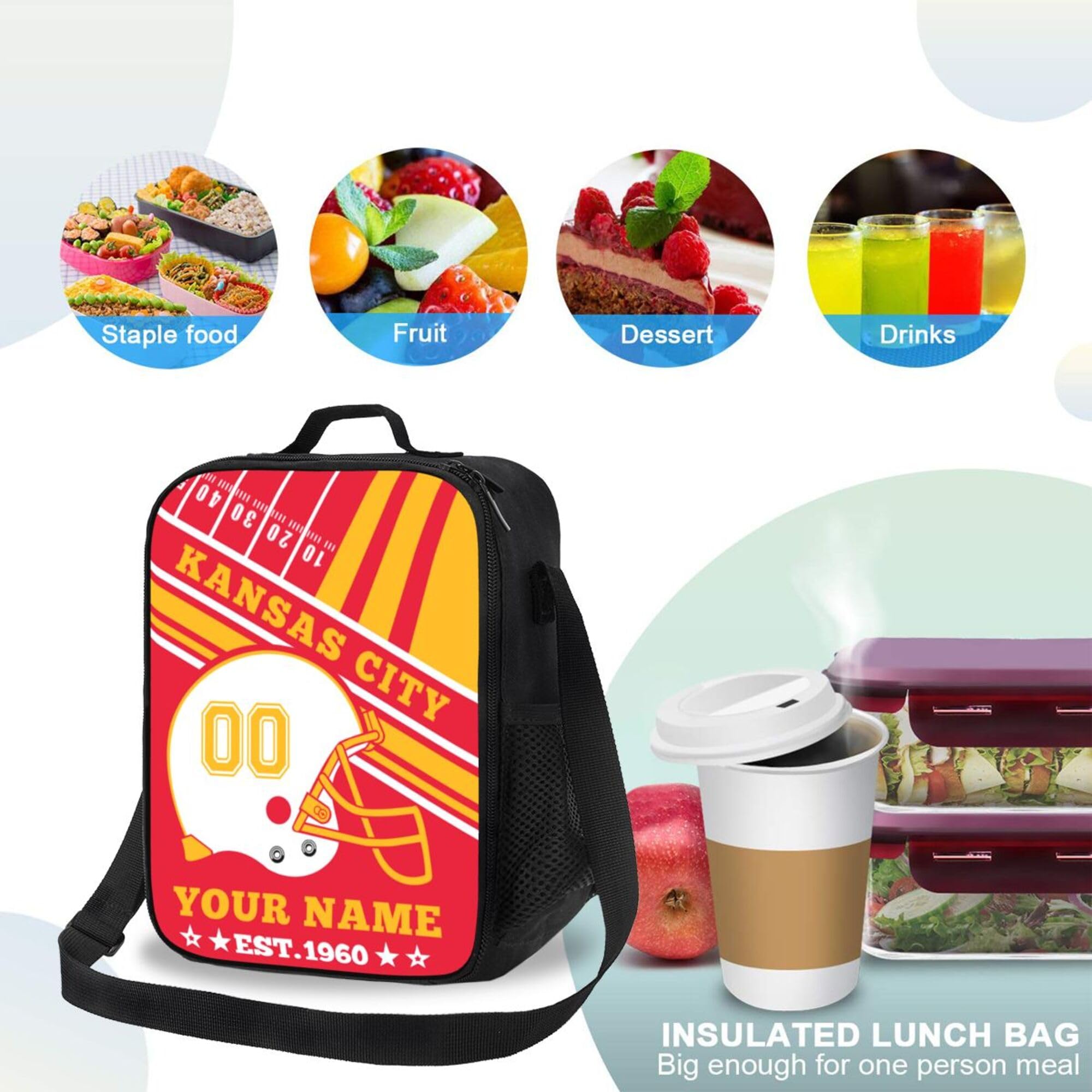 Custom Football Lunch Box - Personalized Insulated Lunch Bag for Football Fans, Office, Work, Picnic & Beach | Unique Sports Gift for Men & Women | Perfect for Game Day, School & Outdoor Activities