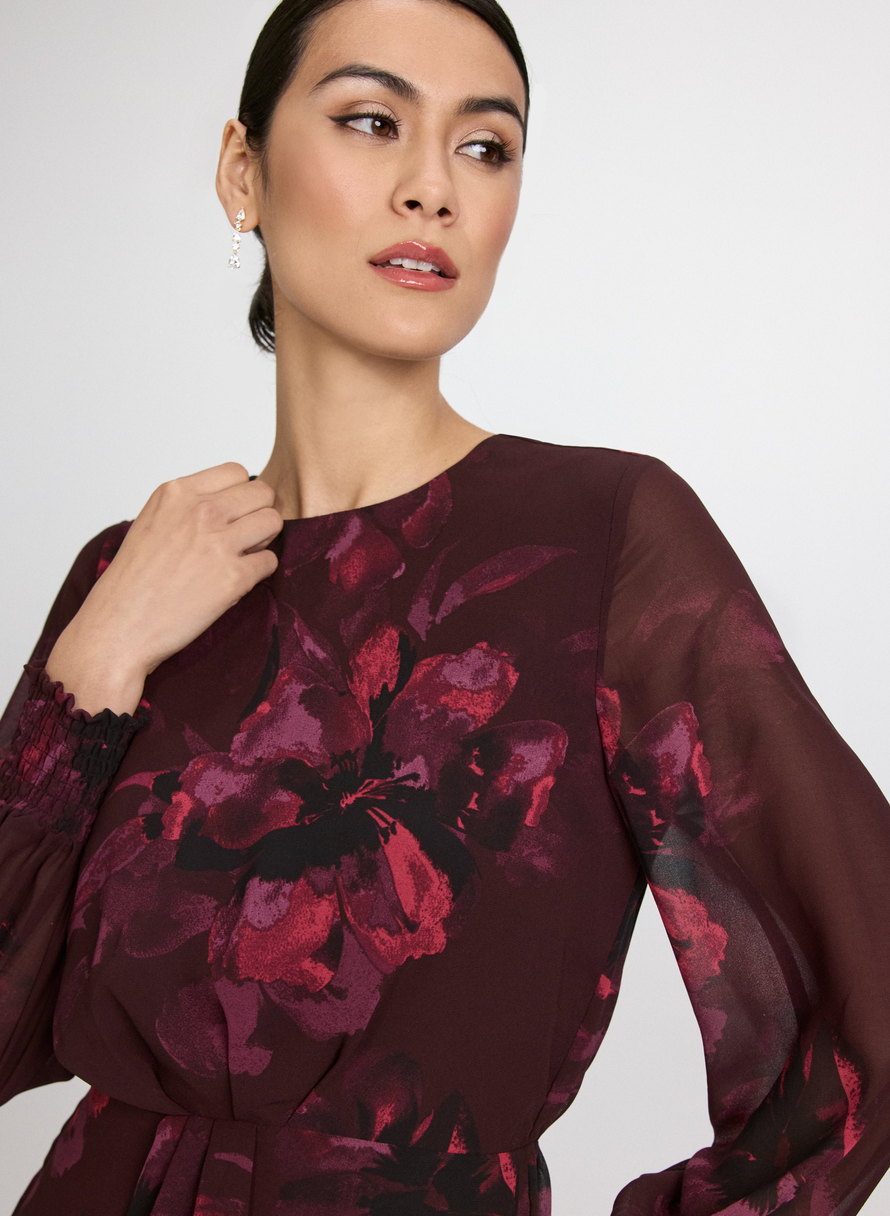 Floral Flounce Front Dress - Elegant Summer Midi Dress for Women | Perfect for Weddings, Parties & Casual Outings
