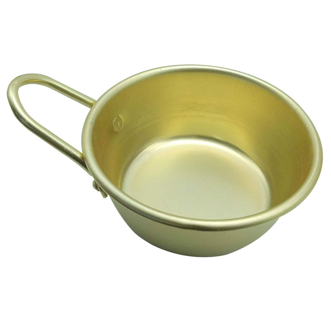 GARASANI 2 Pack Korean Traditional Aluminum Wine Bowls - 4.7 Inch Yellow Soup Cups for Sake, Makgeolli & Hiking Camping Dishes | Durable Lightweight Korean Ceremonial Drinkware