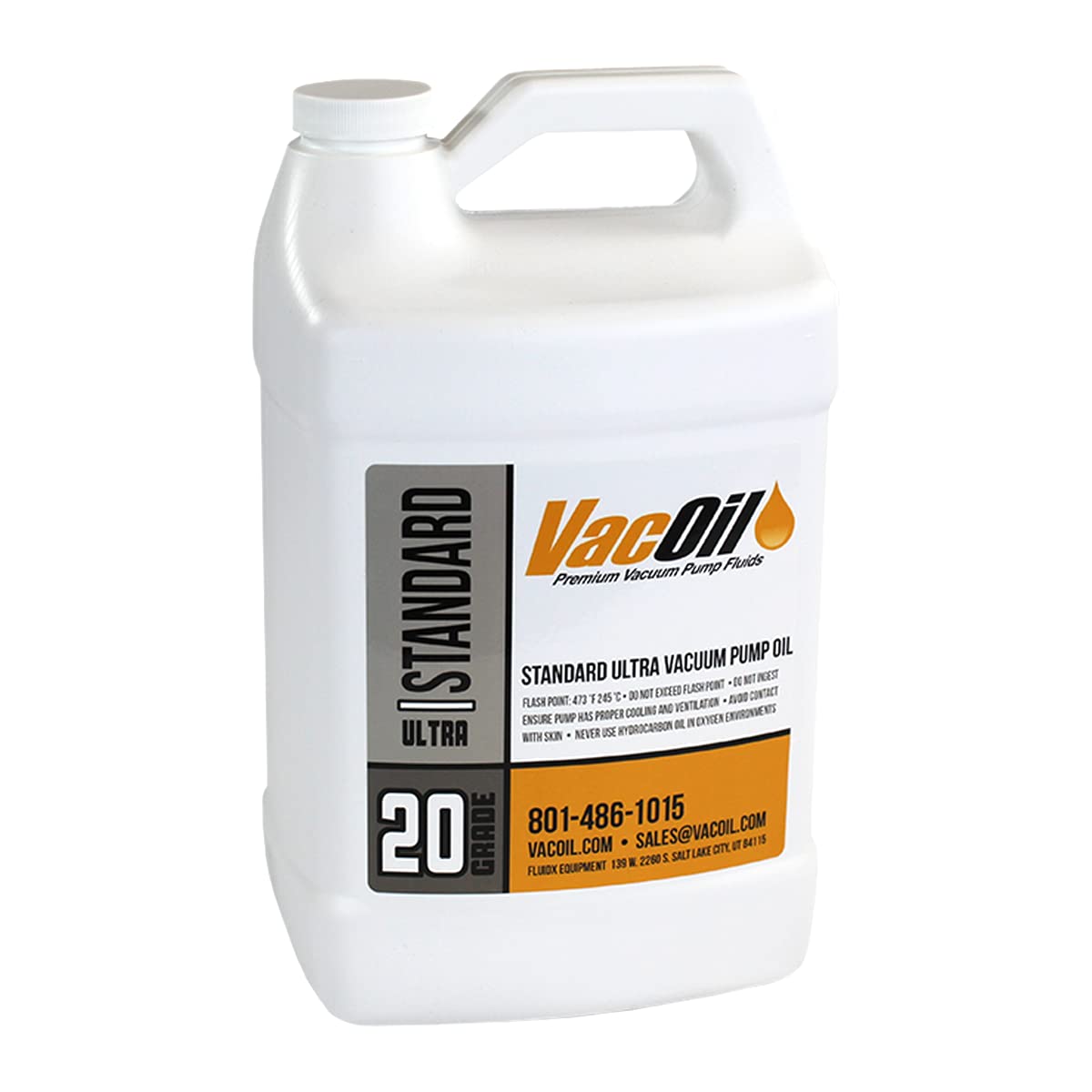 VacOil® 20 Grade High Performance Vacuum Pump Oil - 1 Gallon for Edwards, Welch, Leybold, Agilent Pumps | Molecularly Distilled, Extends Pump Life | Ideal for Laboratory, HVAC & Industrial Vacuum Systems
