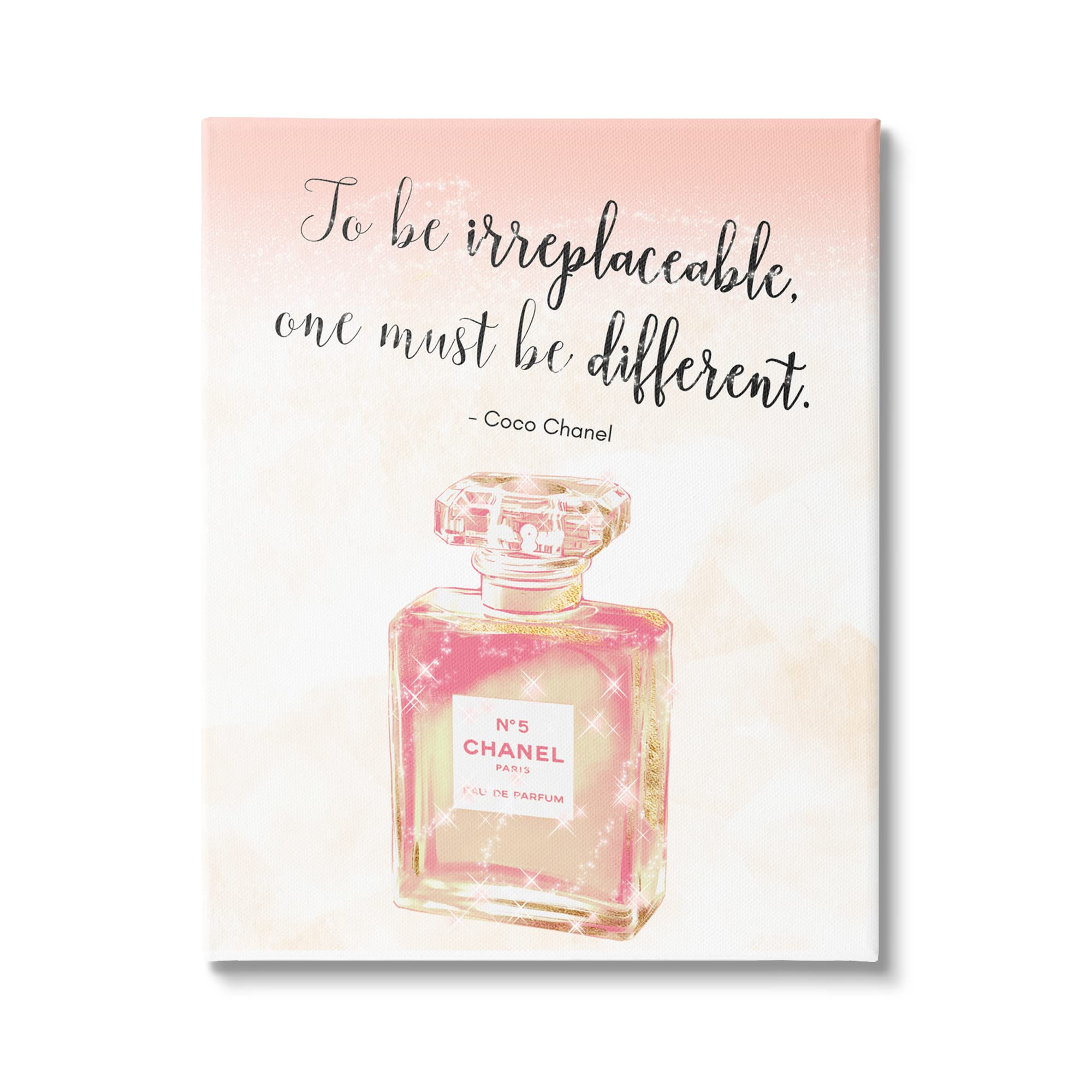 Stupell Industries Fashion Designer Quote Wall Art - 'Being Different' Shimmer Pink Perfume Inspired Decor by Ziwei Li | Perfect for Bedroom, Office & Gift Giving