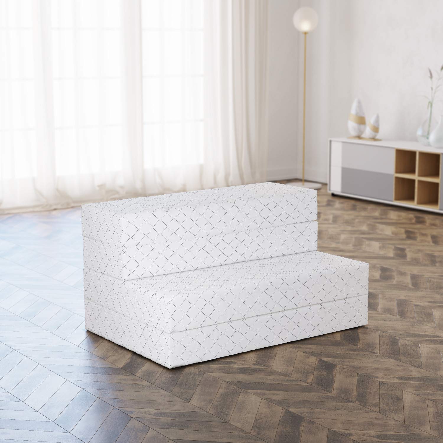 Ambesonne Geometric Foldable Mattress - Modern Dotted Squares Design, 74.8