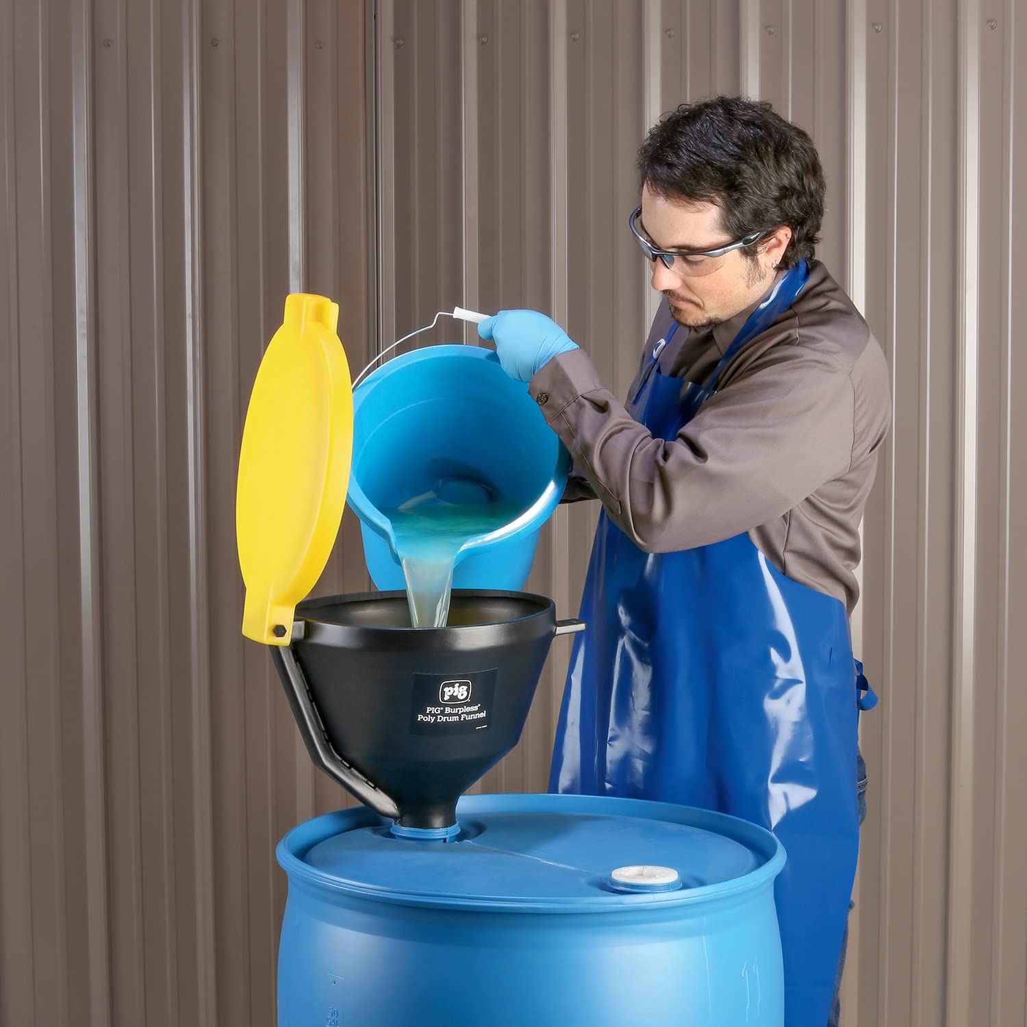 PIG Drum Funnel - Burpless Poly Drum Funnel for 30 & 55 Gallon Plastic or Steel Drums with 2