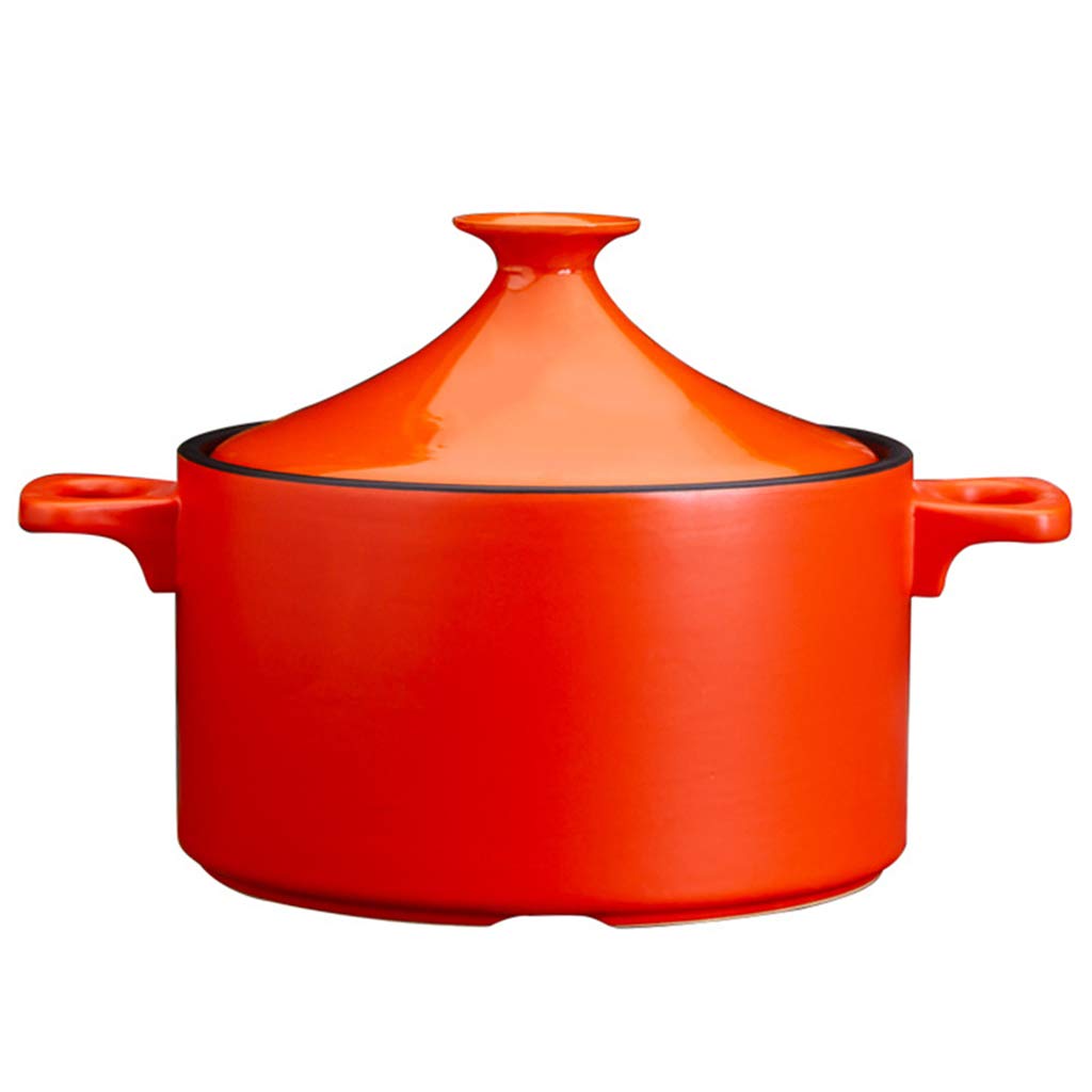 Authentic Moroccan Tagine Pot 4L - Handmade Ceramic Casserole for Slow Cooking, Braising & Steaming | Healthy Clay Cookware for Stews, Tagines & Side Dishes | Perfect for Home Chefs & Moroccan Cuisine Lovers (Red)