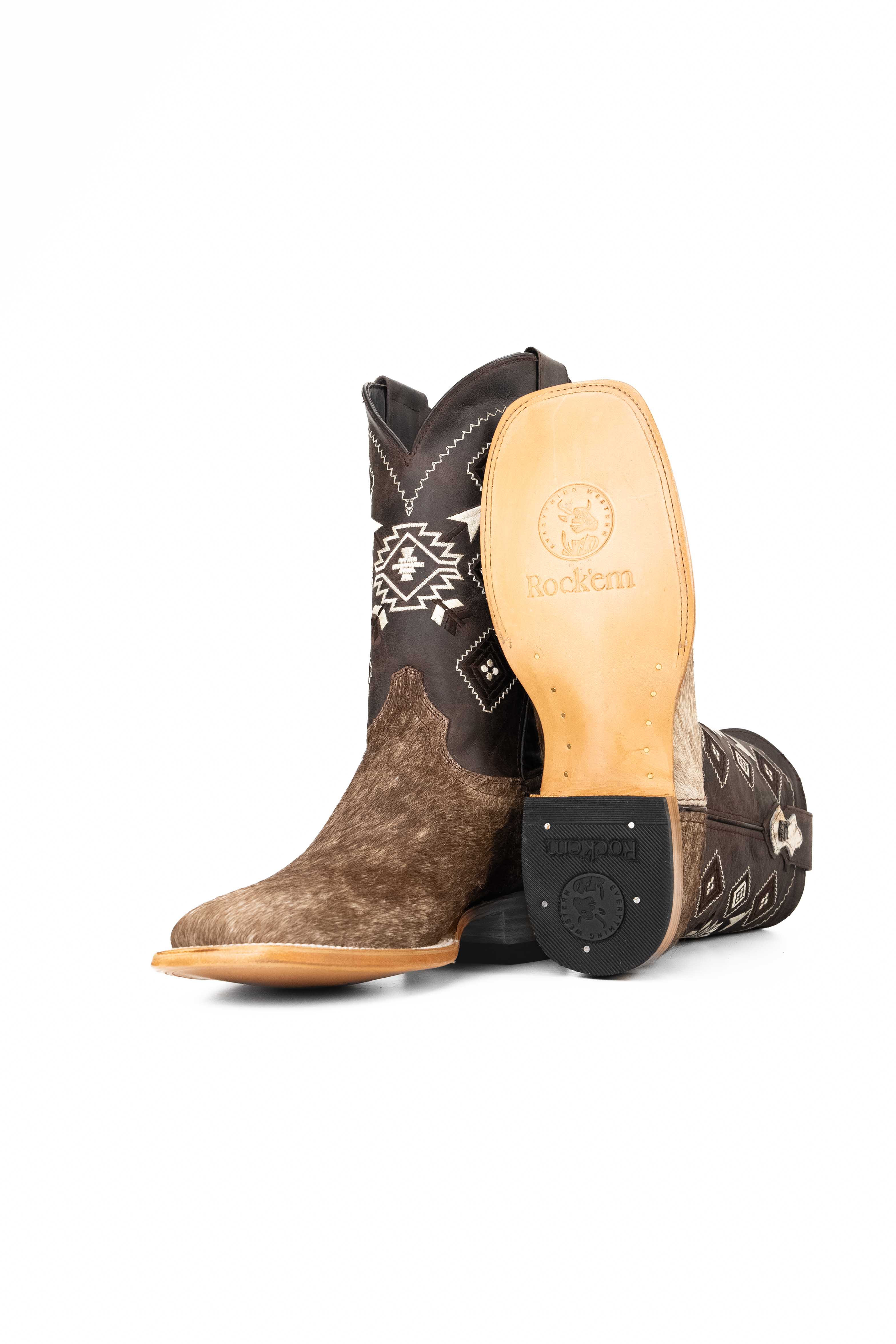 Men's Genuine Cowhide Square Toe Cowboy Boots - Size 11 (US) - Western Style Riding Boots for Country Music Festivals & Rodeo Events