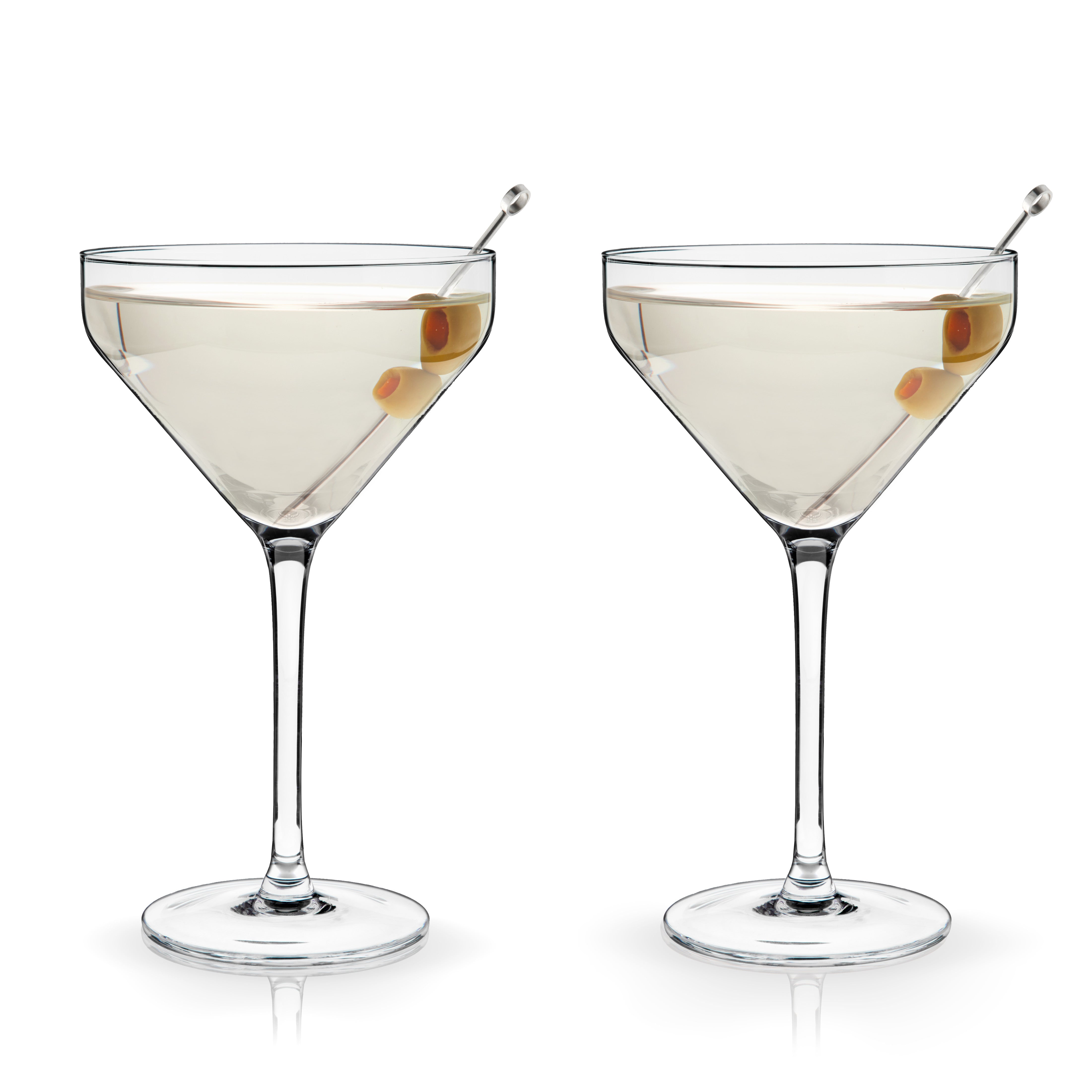 Raye Angled Crystal Martini Glasses Set of 2 - Elegant Cocktail Glasses for Martini, Margarita & Champagne - Perfect for Parties, Weddings & Home Bar Decor