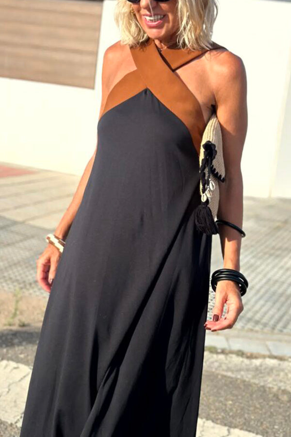Stylish Crossover Backless Sleeveless Loose Maxi Dress for Women | Summer Beach Party & Evening Wear | Flowy Boho Chic Dress for Vacations & Date Nights