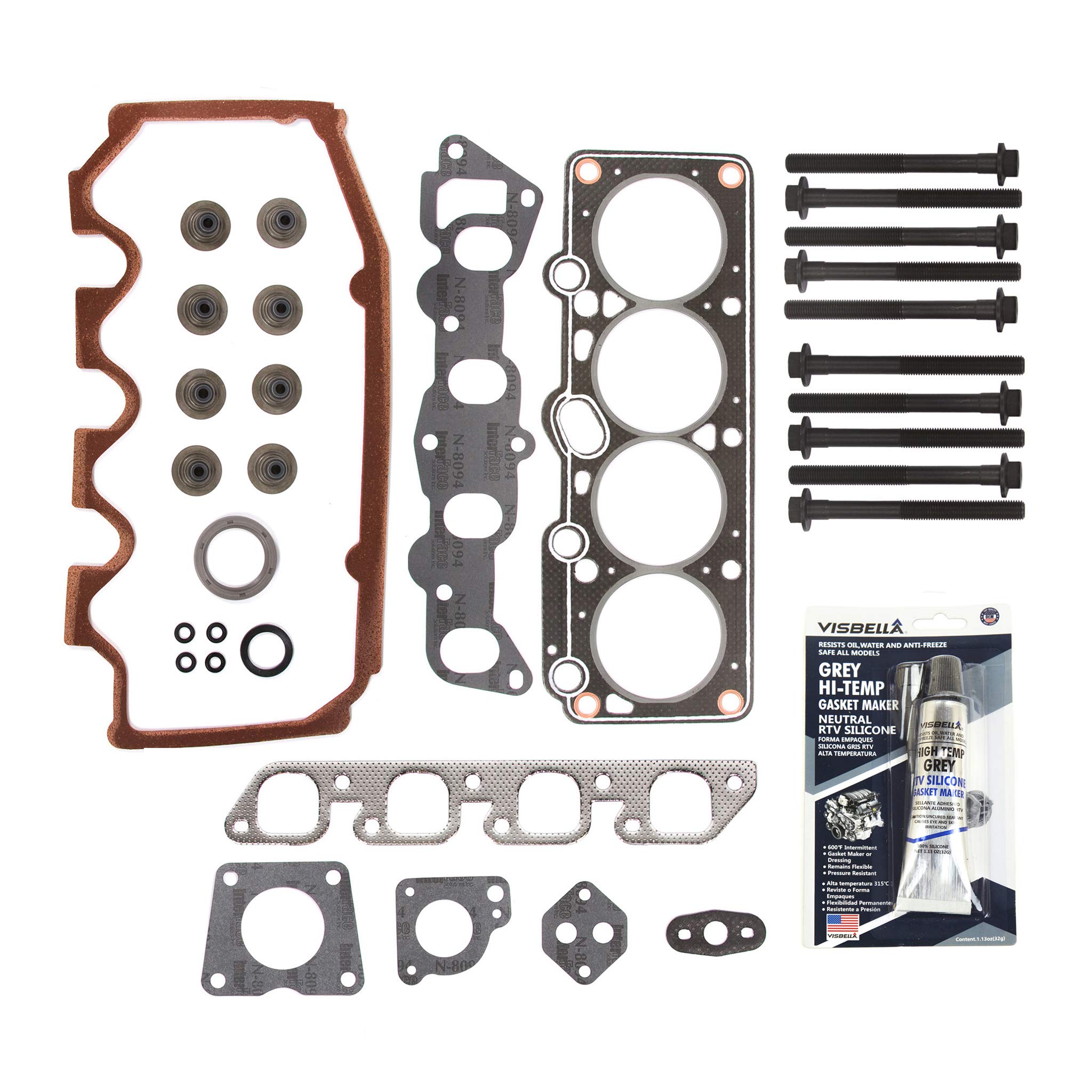 MA-4216955226 Head Gasket Set with Head Bolts & Lifters - Compatible with 1991-1996 Ford Escort Mercury Tracer 1.9L 8V Engine - Perfect for Engine Repair & Maintenance