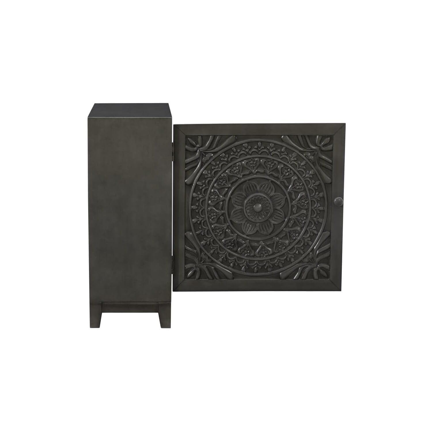 Powell Furniture Grace Accent Cabinet - Dark Grey Storage Console Table for Living Room, Entryway & Bedroom | Modern Sideboard with Shelves & Drawers | Home Decor Organizer