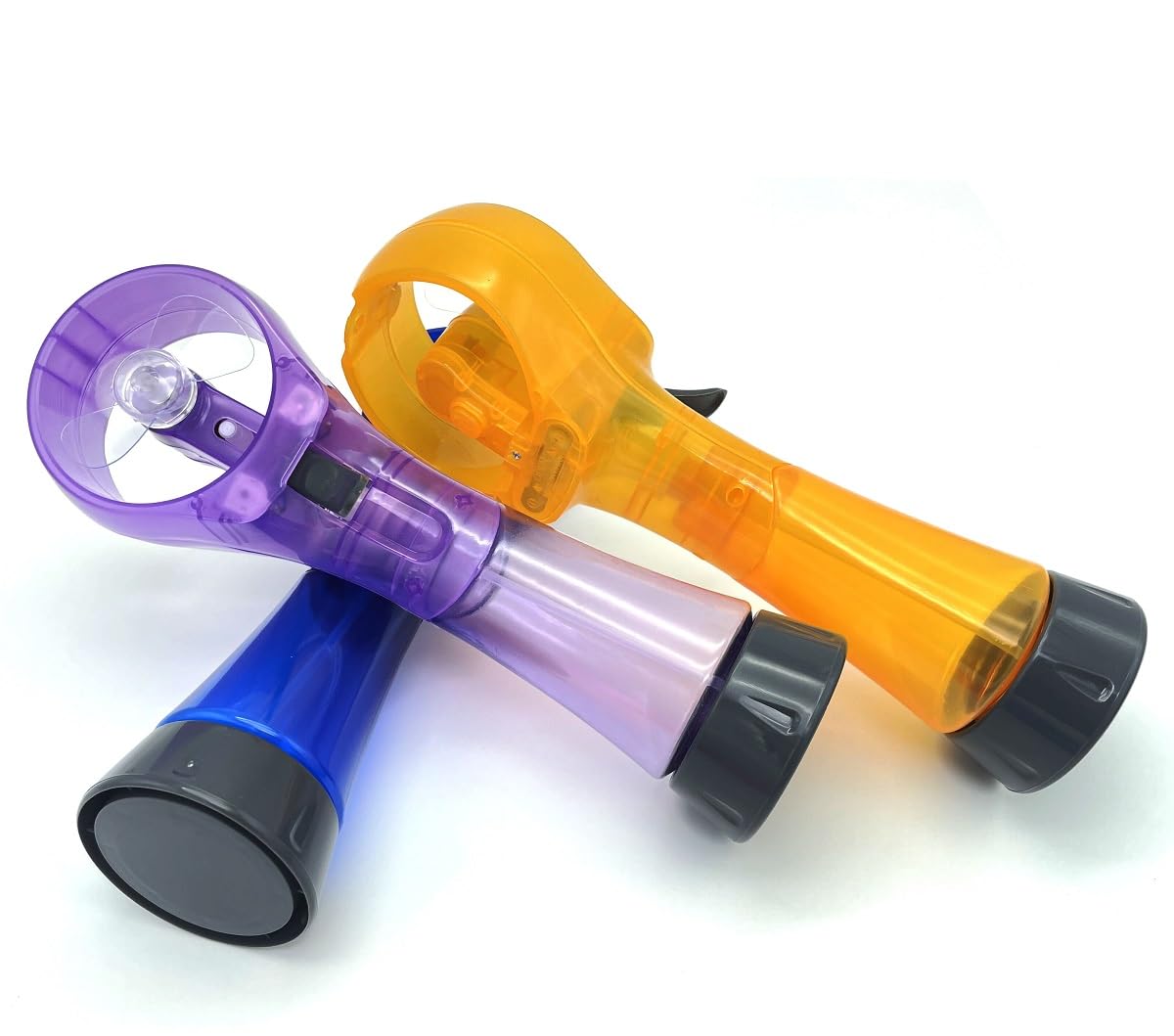 Portable Handheld Battery Operated Water Misting Fan - 3 Pack (Blue, Purple, Yellow) | Personal Cooling Spray Fan for Outdoor, Camping, Beach, Sports & Patio Use