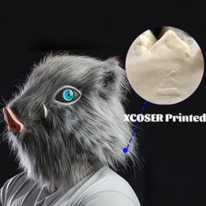 Inosuke Hashibira Cosplay Mask - Demon Boar Full Head Mask Grey for Anime Conventions & Halloween Costume