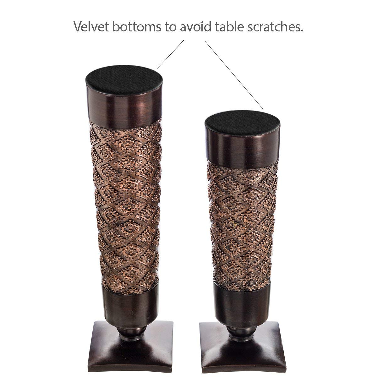 Creative Scents Dublin Brown Pillar Candle Holder Set of 2 - Elegant Home Decor for Coffee Table, Mantel & Dining Room - Perfect Centerpiece Gift Set for Cozy Living Spaces & Romantic Ambiance