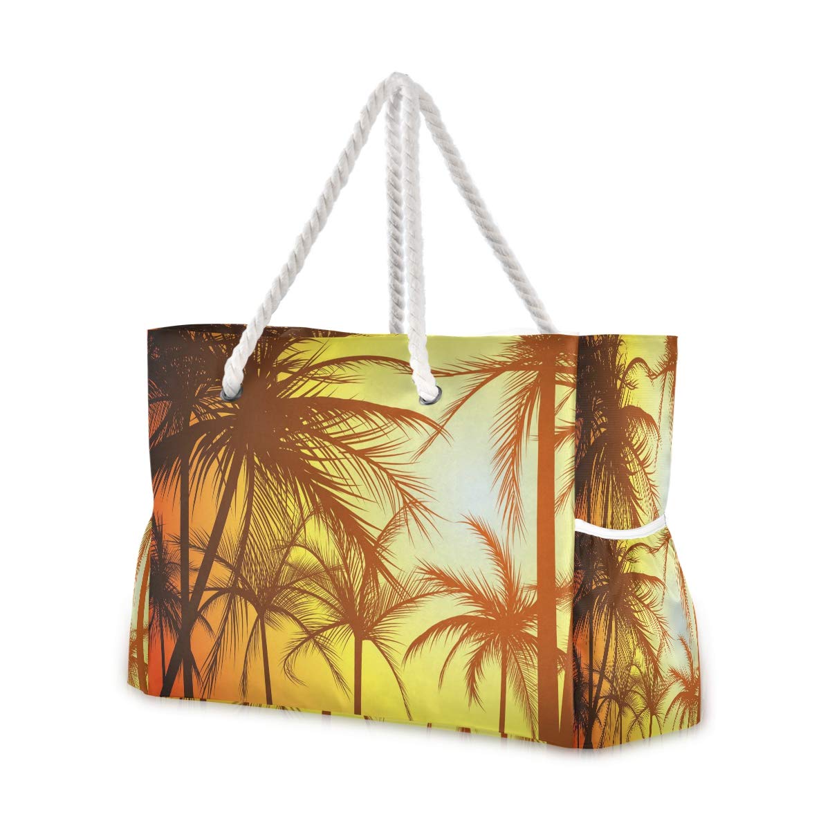 Large Beach Tote Bag - Water Resistant Canvas Shoulder Bag for Women, Sunset & Beach Design - Perfect for Gym, Travel, Beach Day & Daily Use